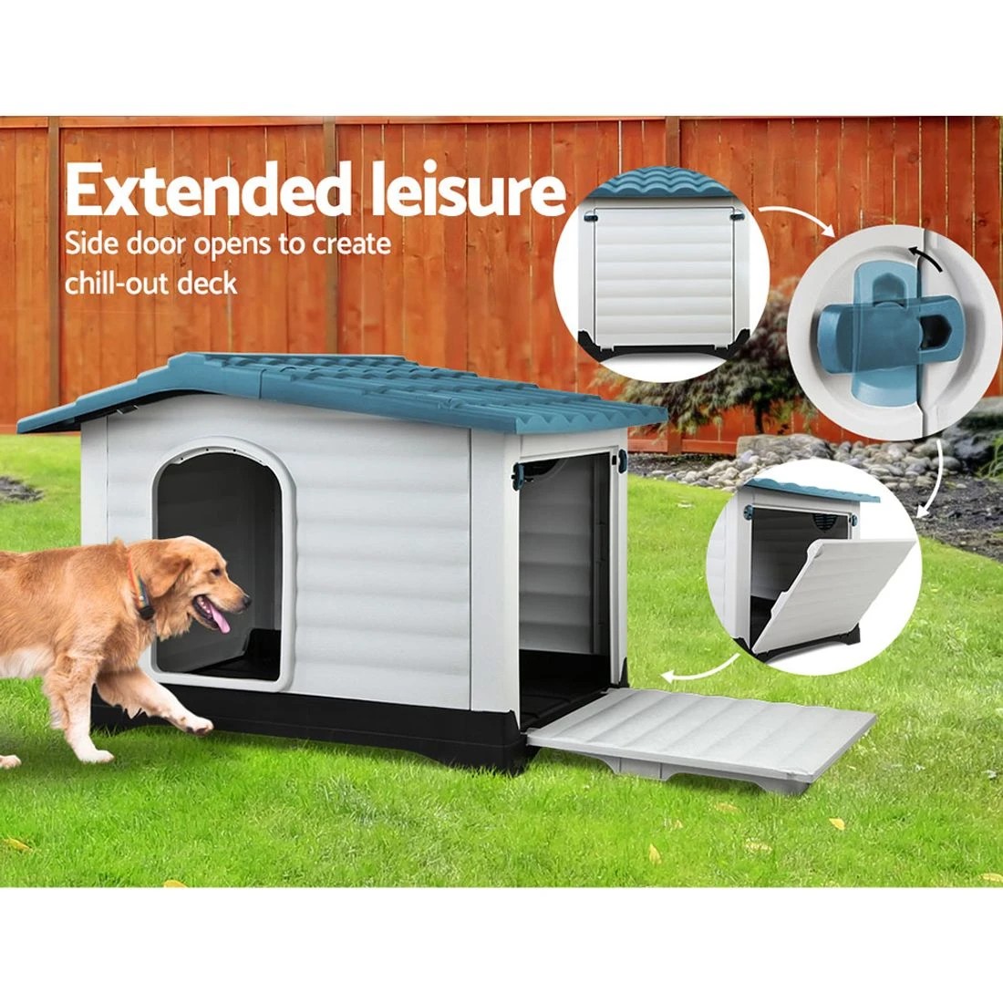 5 i.Pet Dog Kennel House Extra Large Outdoor Plastic Puppy Pet Cabin Shelter XL - Multi, 5 of 7