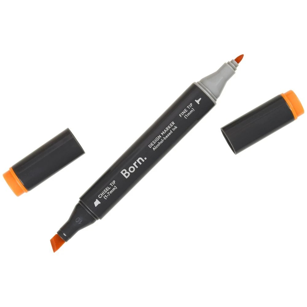 3 Born Professional Dual-Tip Artist Marker Orange YR792, 3 of 4