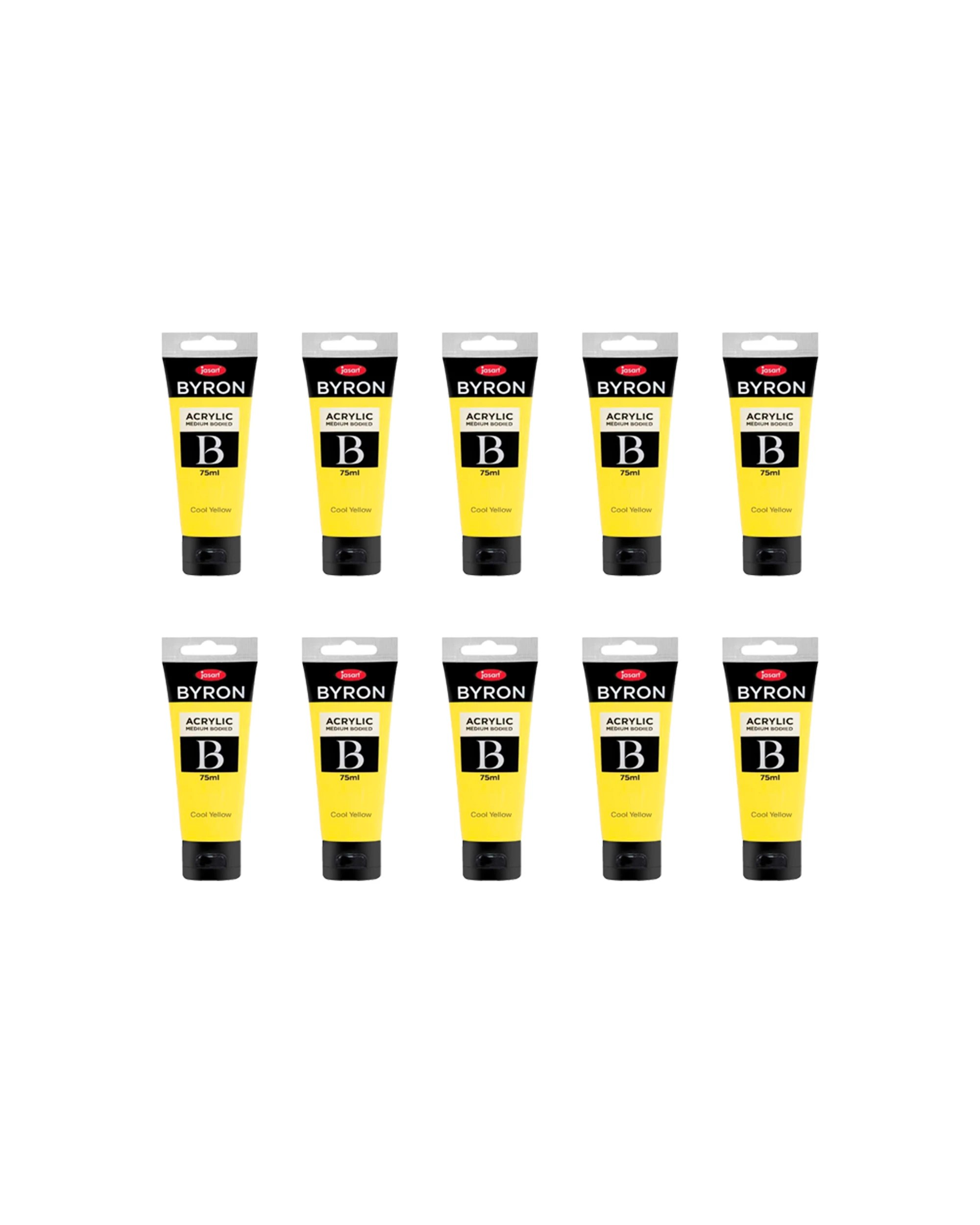 1 Jasart 10PK Byron Acrylic Paint Tube Art Craft Medium Bodied Non Toxic 75ml Cool - Yellow, 1 of 2