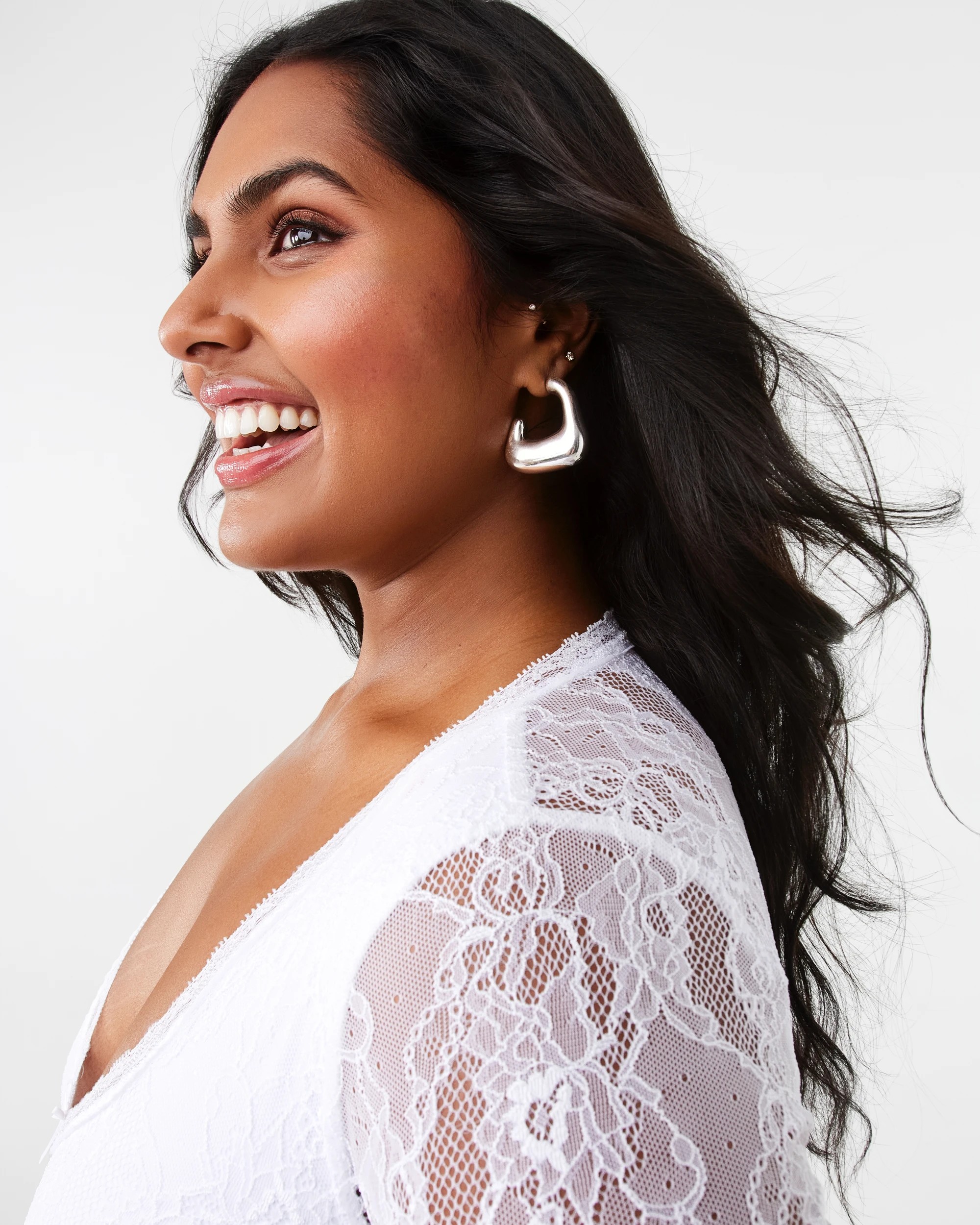 7 Irregular Chunky Hoop Earrings - Silver Look, 7 of 8