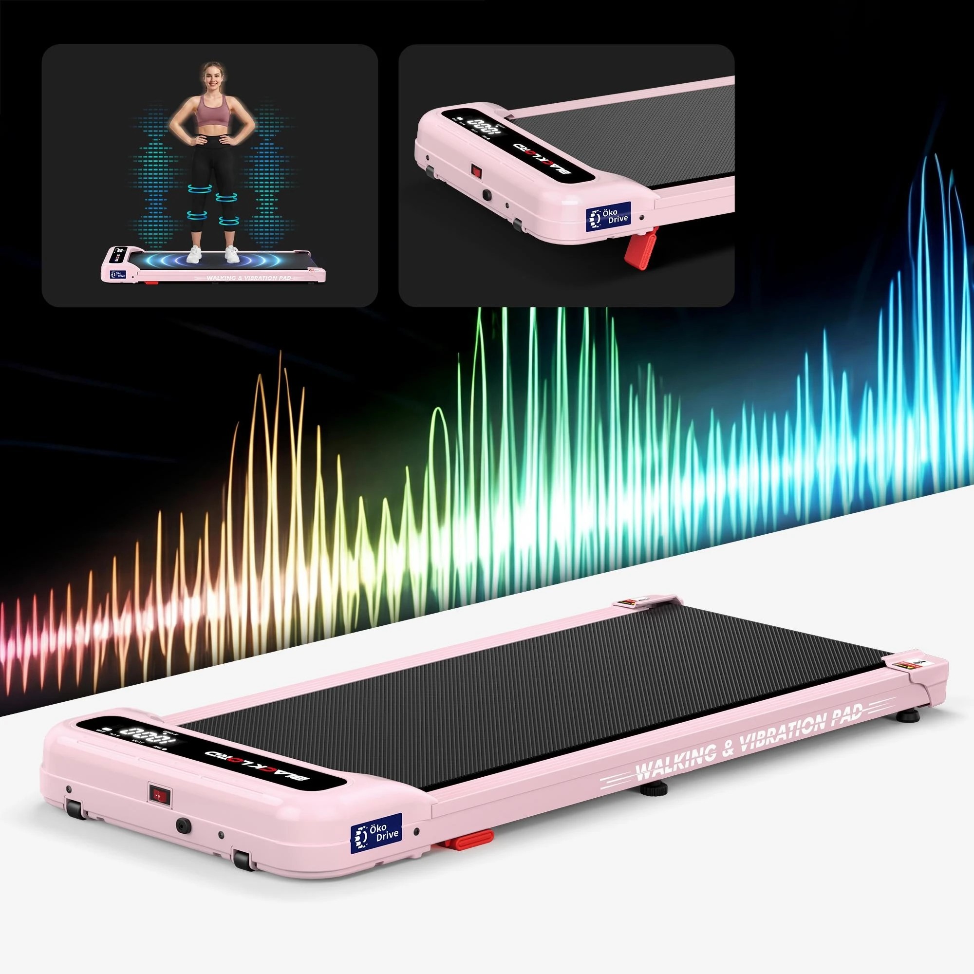 2 Black Lord Treadmill 4-in-1 Walking Vibration Pad Incline Magnetic Remote - Pink, 2 of 9
