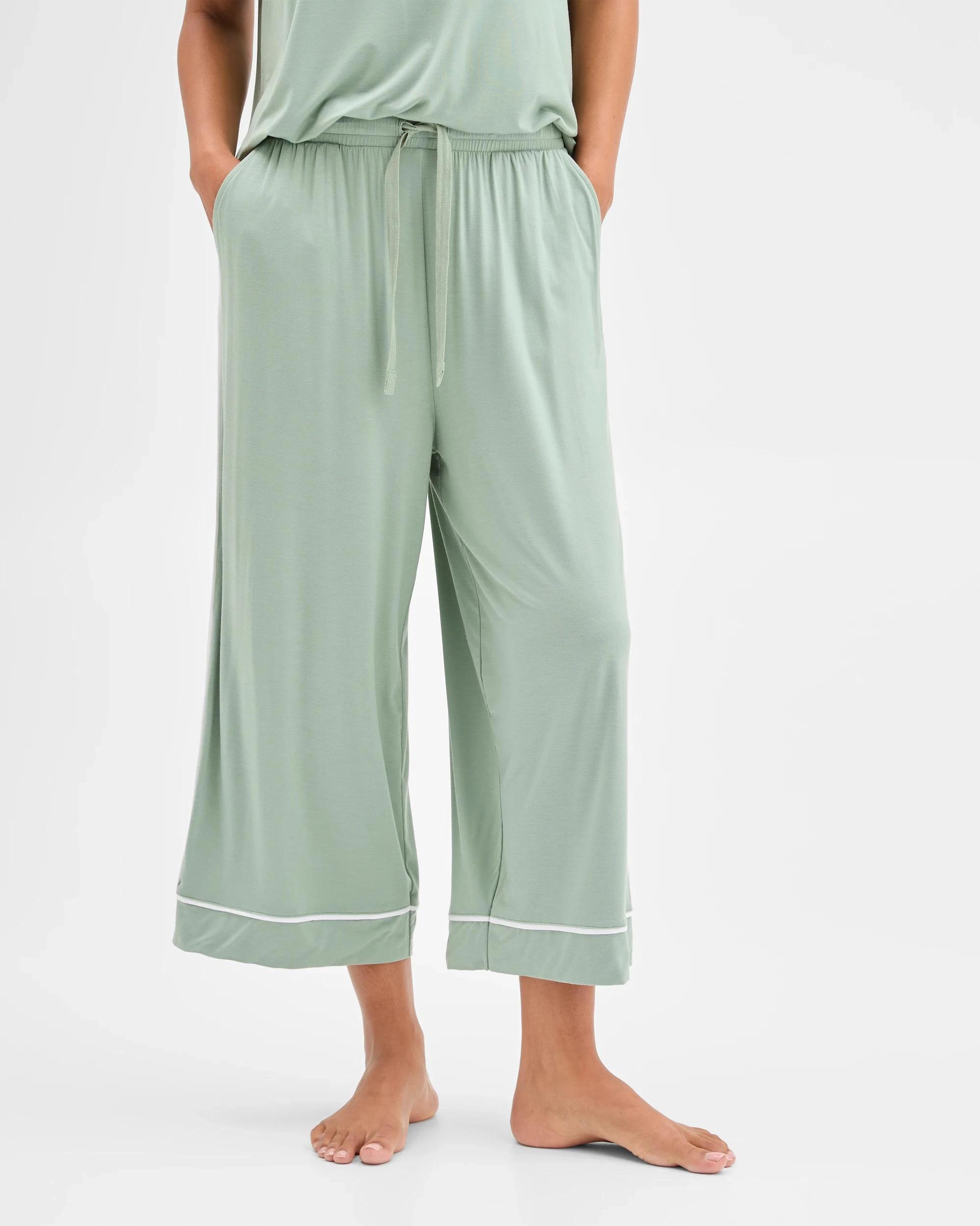 2 Target Woman Soft Comfort Bamboo Culotte Sleep Pants GREEN, 2 of 5