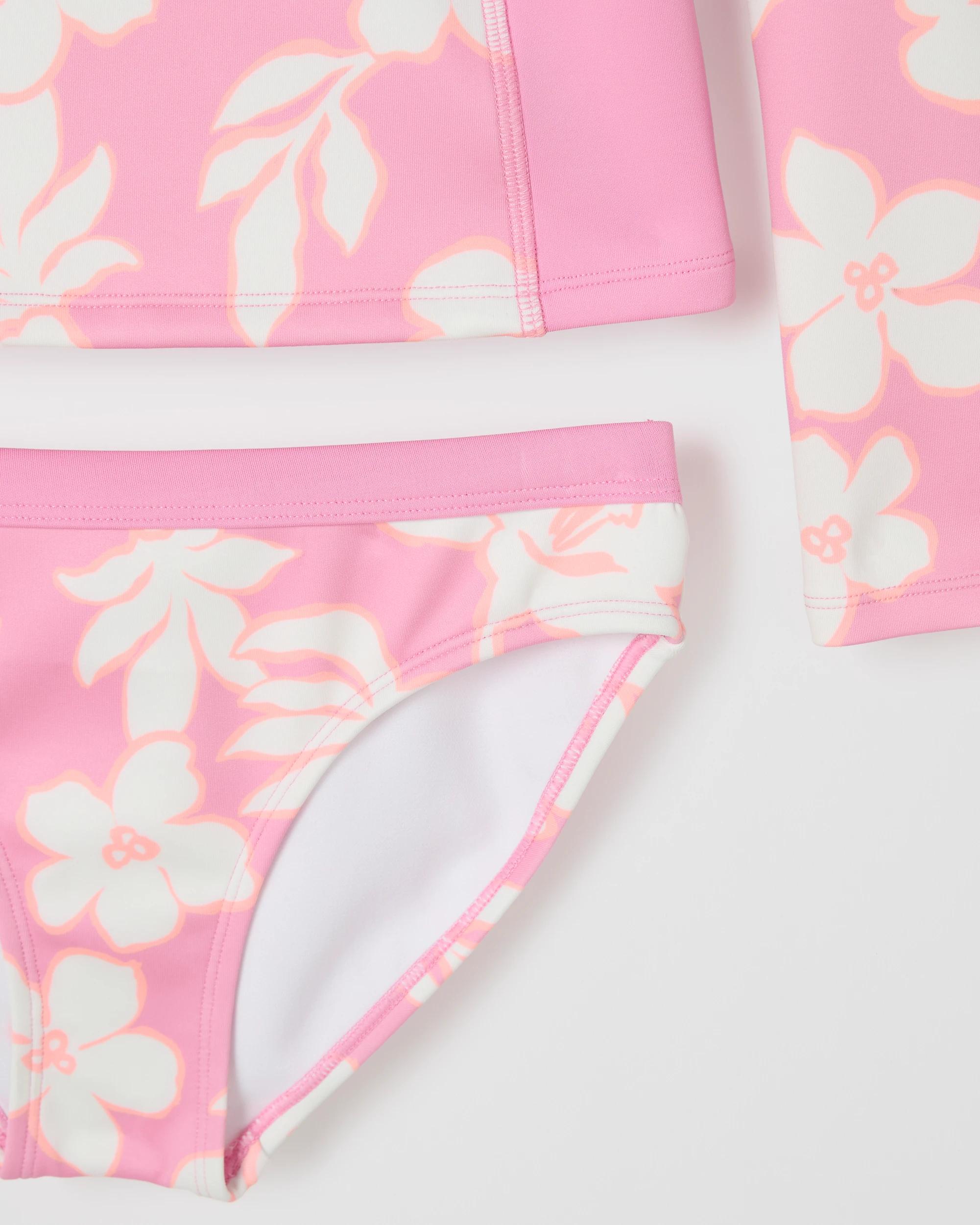 3 Target Kids Long Sleeve Rash Vest and Briefs 2 Piece Swim Set PALM PINK, 3 of 3