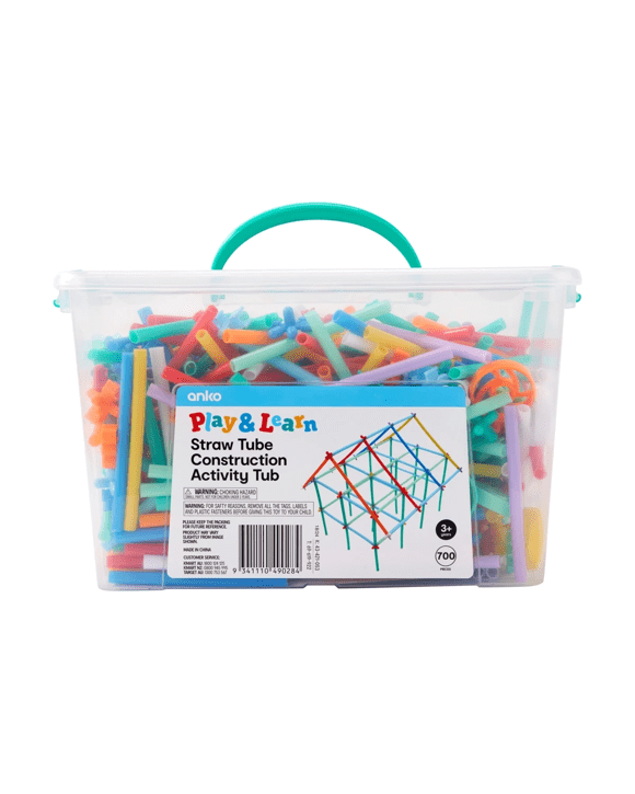 700 Piece Play and Learn Straw Tube Construction Activity Tub