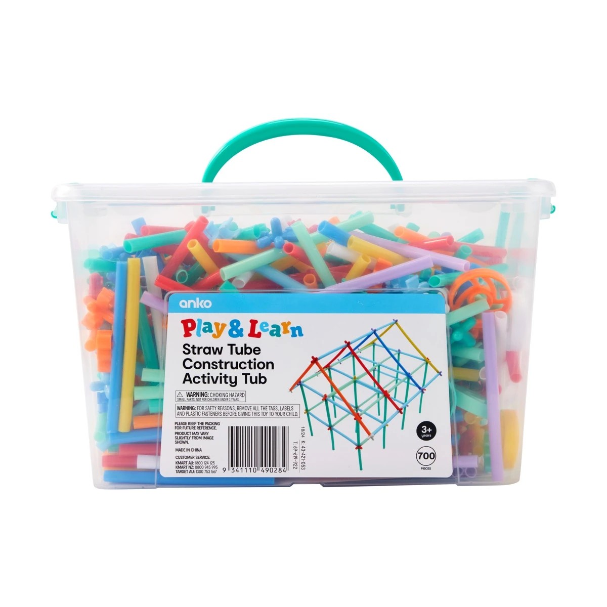 1 700 Piece Play and Learn Straw Tube Construction Activity Tub, 1 of 9