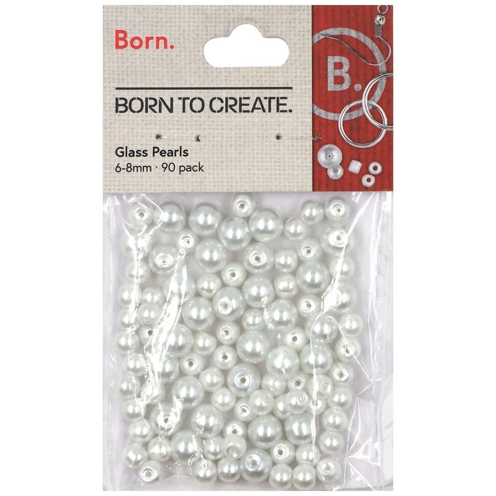 1 Born 6-8mm Glass Pearls White 90 Pack, 1 of 1
