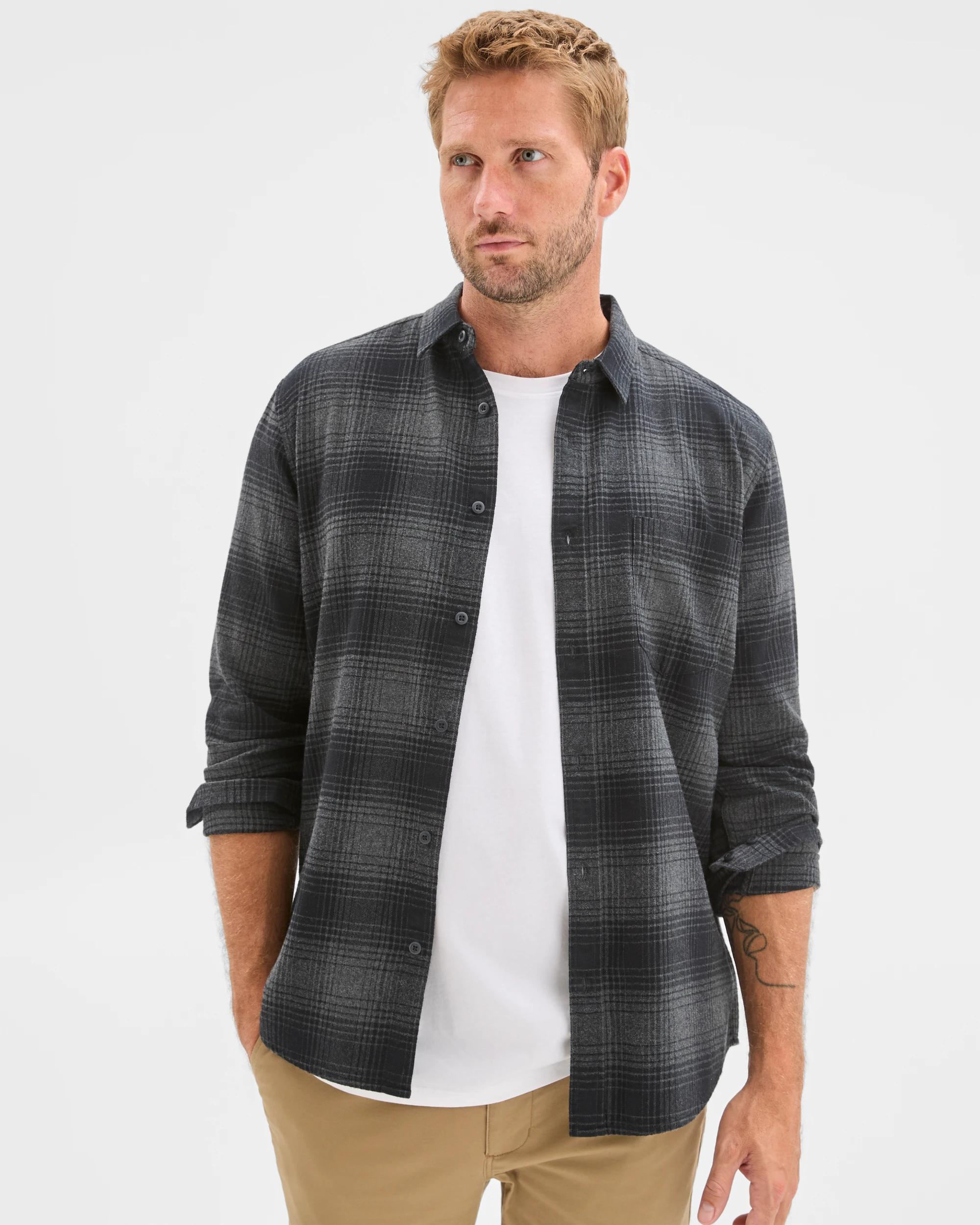 1 Target Australian Cotton Long Sleeve Flannelette Shirt CHARCOAL, 1 of 6
