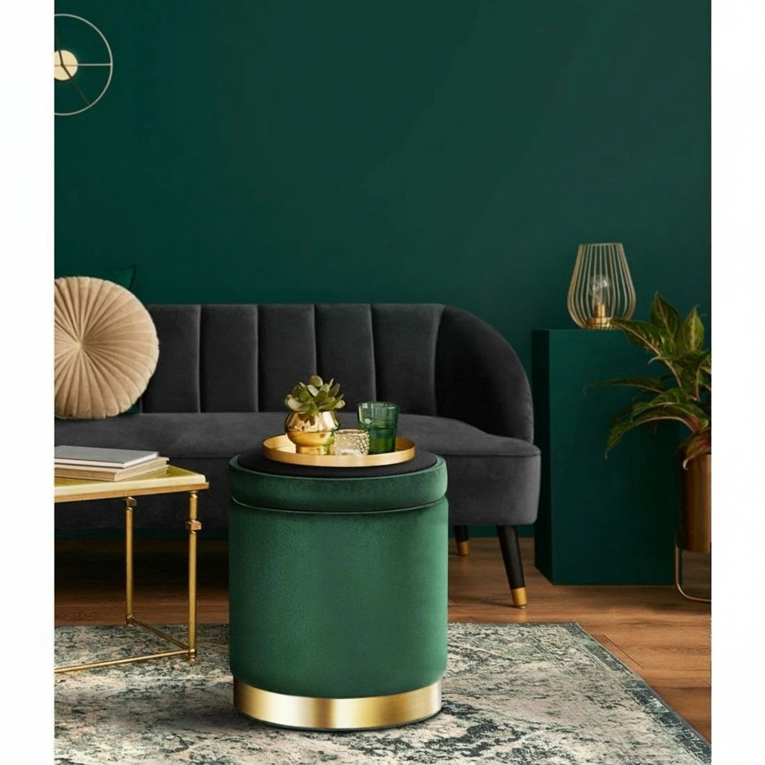 6 Artiss Ottoman Storage Foot Stool Round - Green, 6 of 6