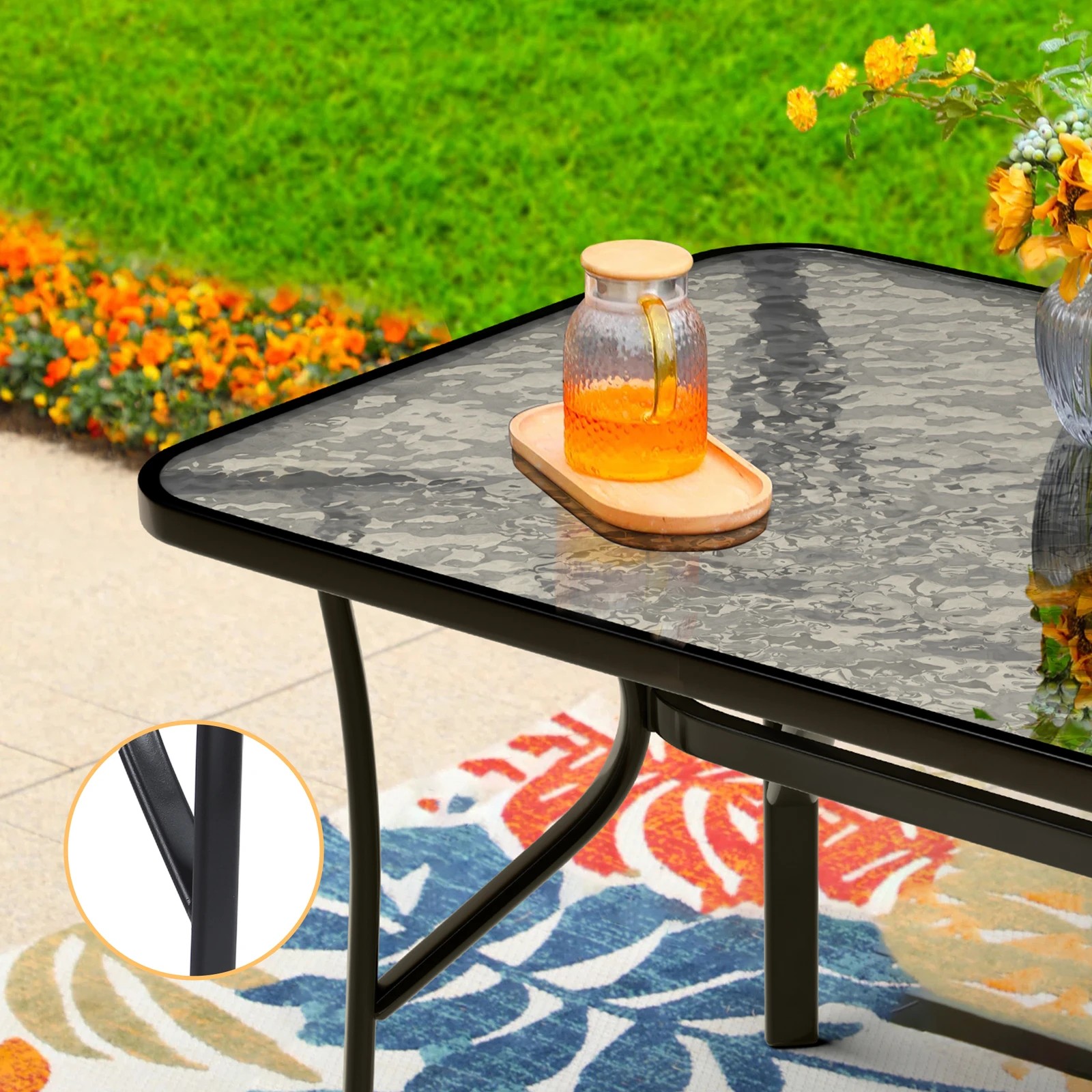 7 Alfordson Outdoor Furniture Dining Setting Patio Table Chairs Set Wicker Lounge - Grey, 7 of 10