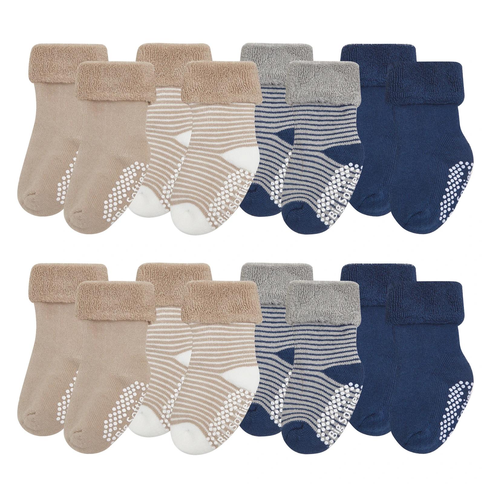 1 Big Softies 8-Pack Anti-Slip Terry Socks Boy 0-6M , 1 of 4