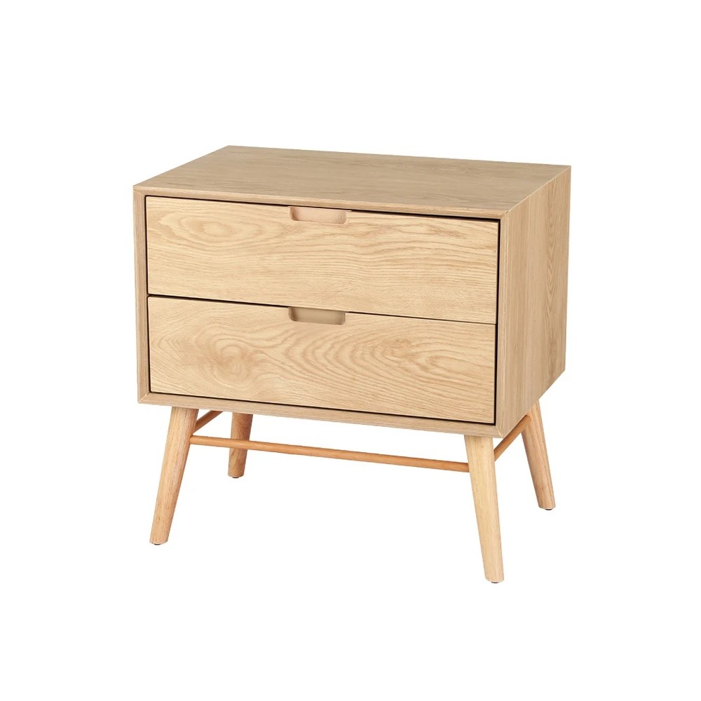 1 Artiss Bedside Table 2 Drawers - Natural, 1 of 5