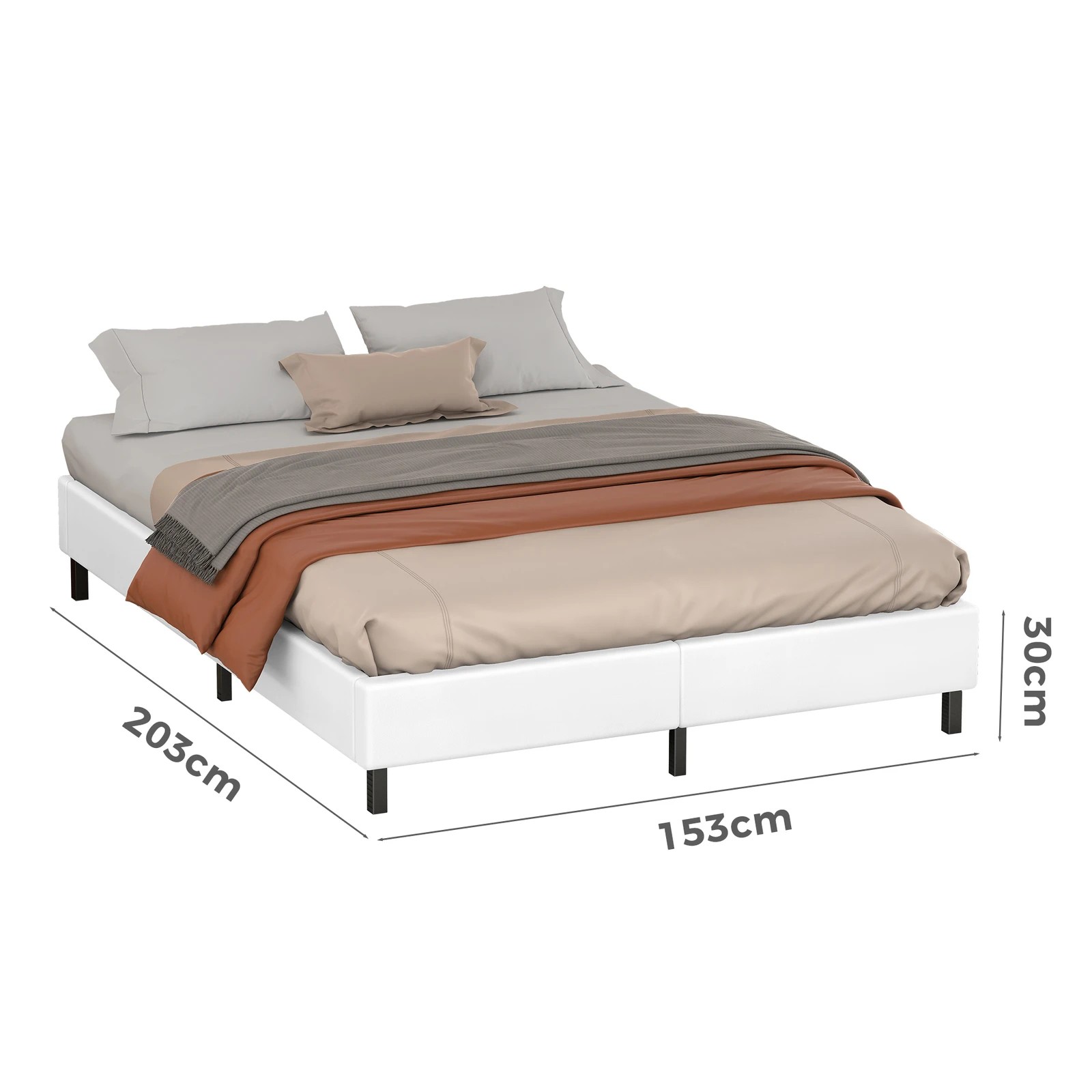 7 Alfordson Bed Frame Queen Size Mattress Base Foundation Leather Basel - White, 7 of 10