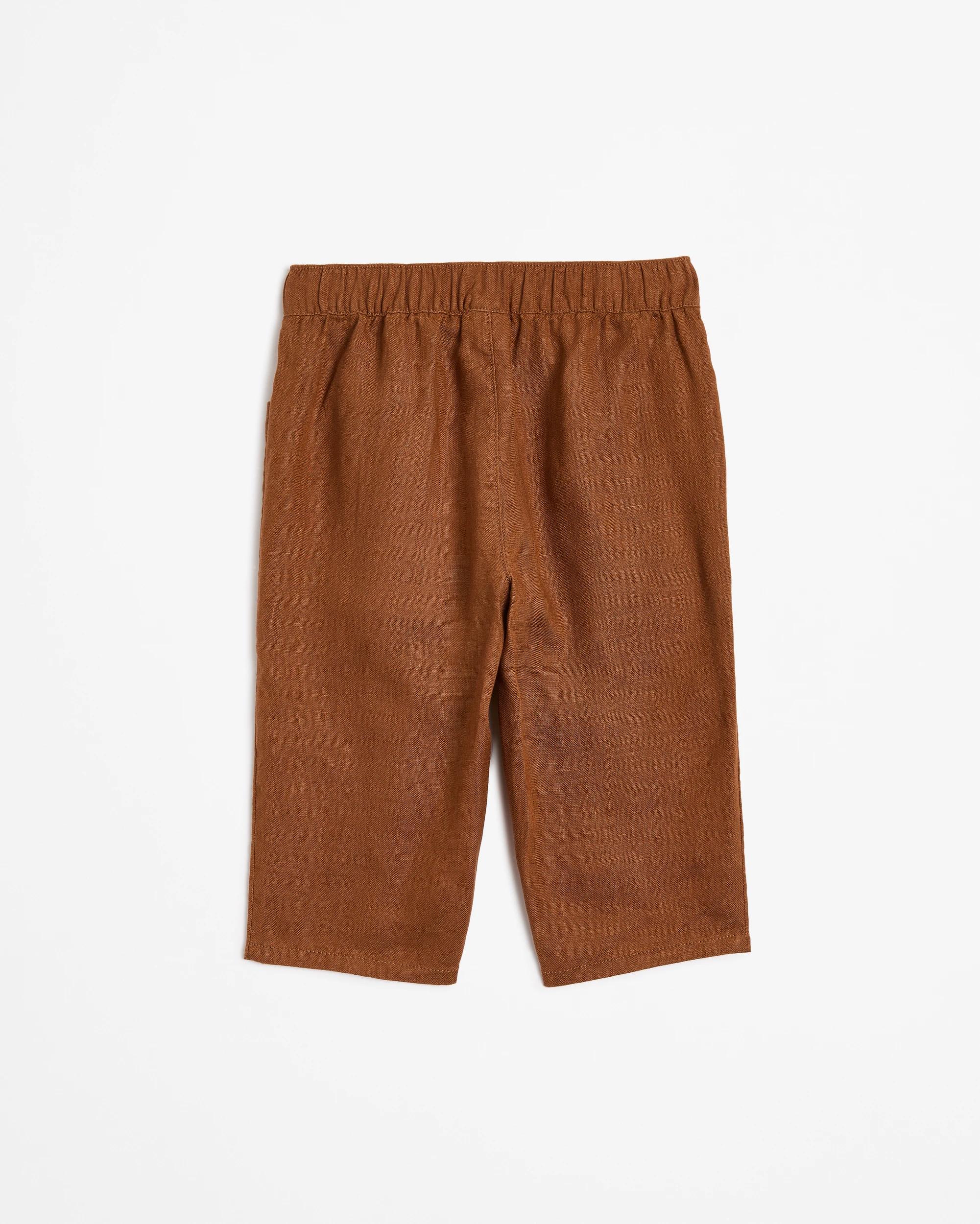 3 Target Baby Boys European Linen Pocket Front Pants BROWN NUTHATCH, 3 of 3
