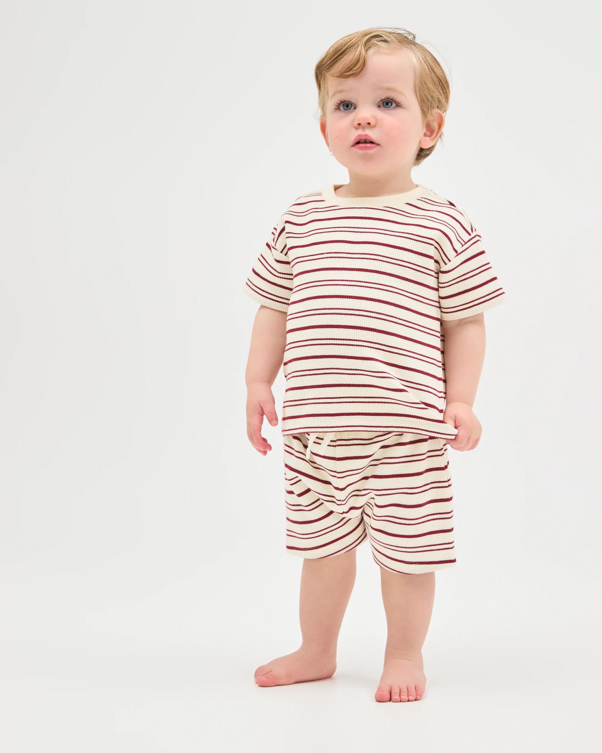 1 Target Baby Baby Organic Cotton 2 Pack Waffle T-Shirts RED PEAR STRIPE, 1 of 7