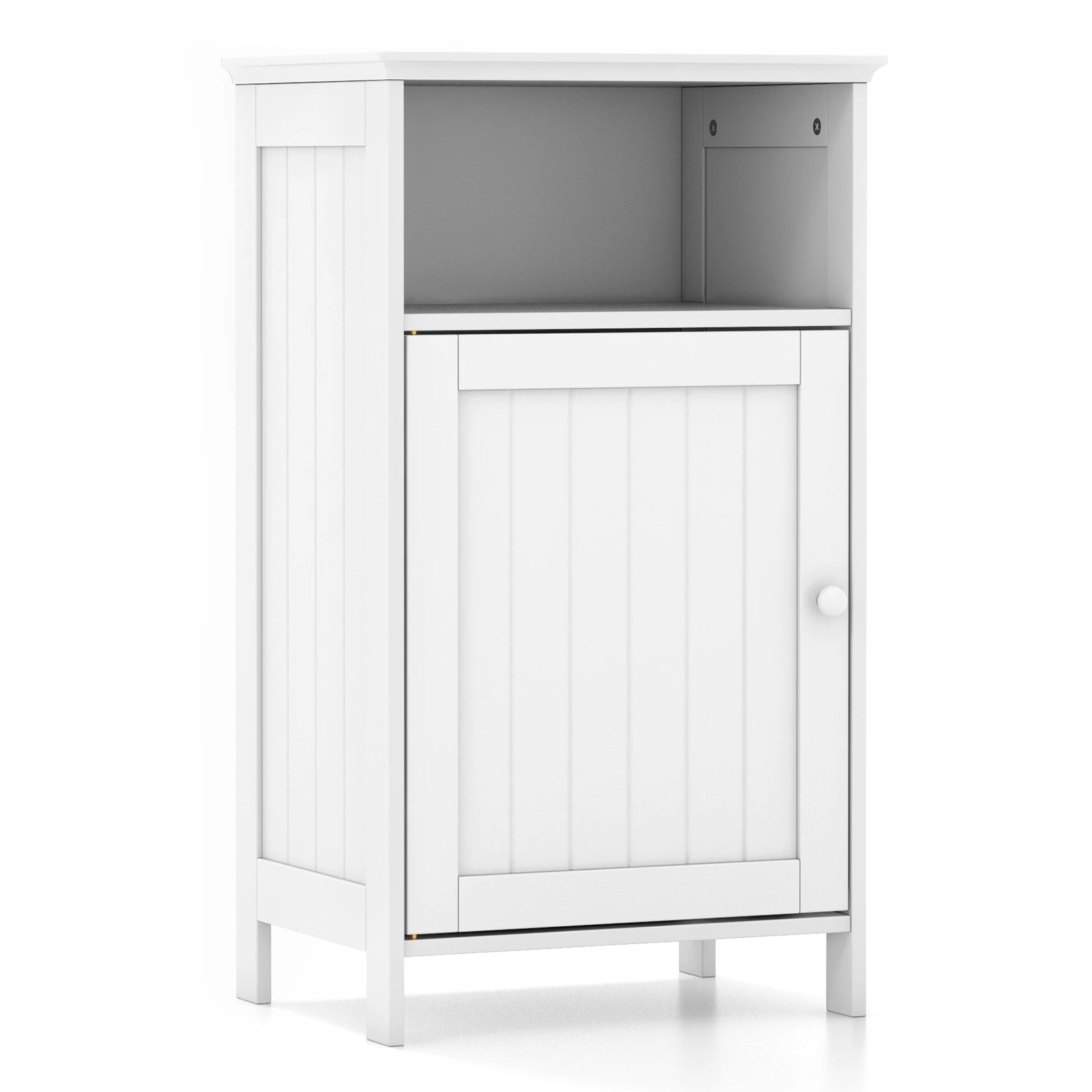 1 Costway Bathroom Cabinet Storage Cupboard Toilet Organiser w/Door, 1 of 4