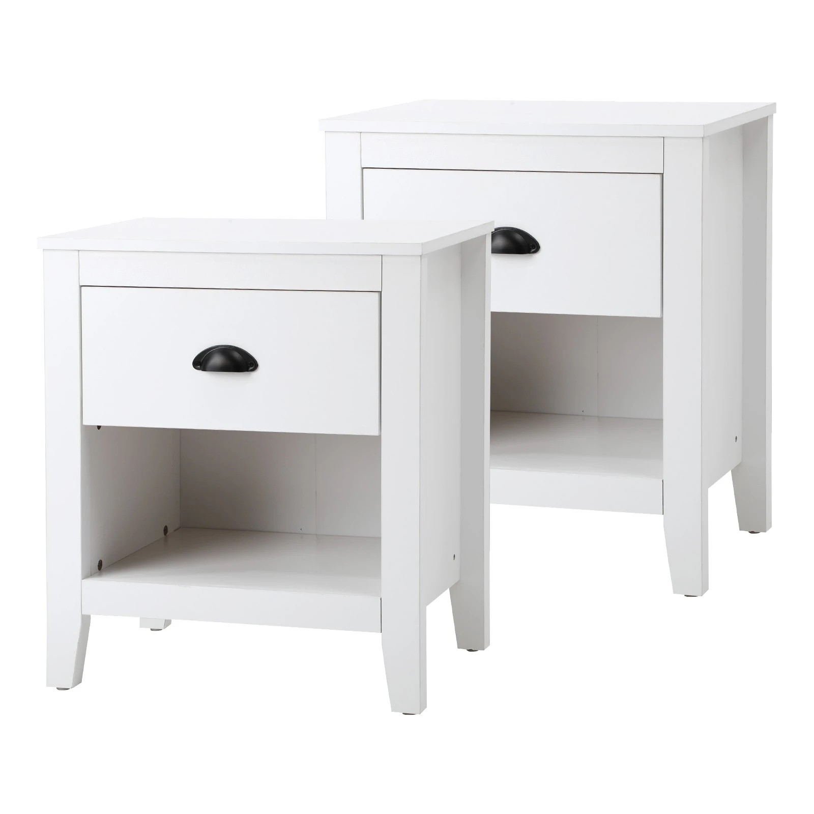 9 Oikiture 2x Bedside Table Side End Tables Nightstand Storage Cabinet Vintage - White, 9 of 9