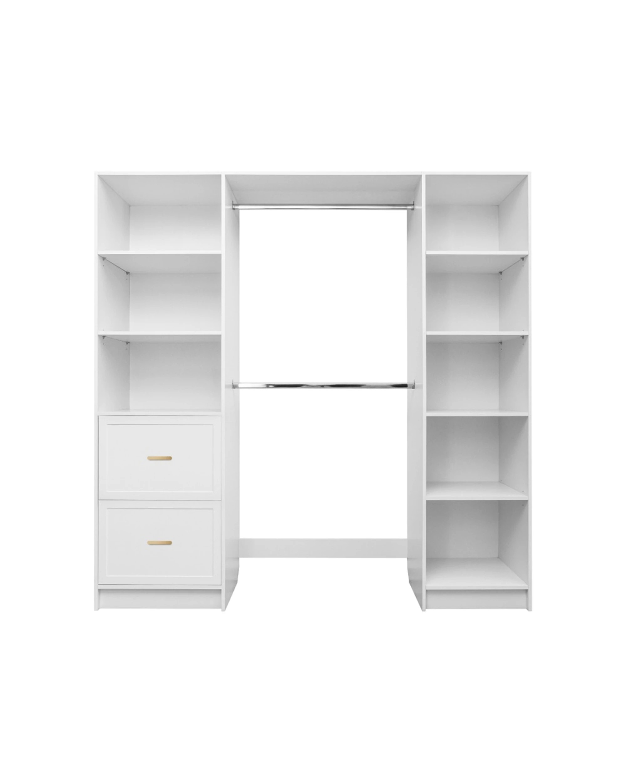 1 European Cabinetry Basel Walk In Wardrobe Kit VJ Panel Brass Oval Handle - White, 1 of 4