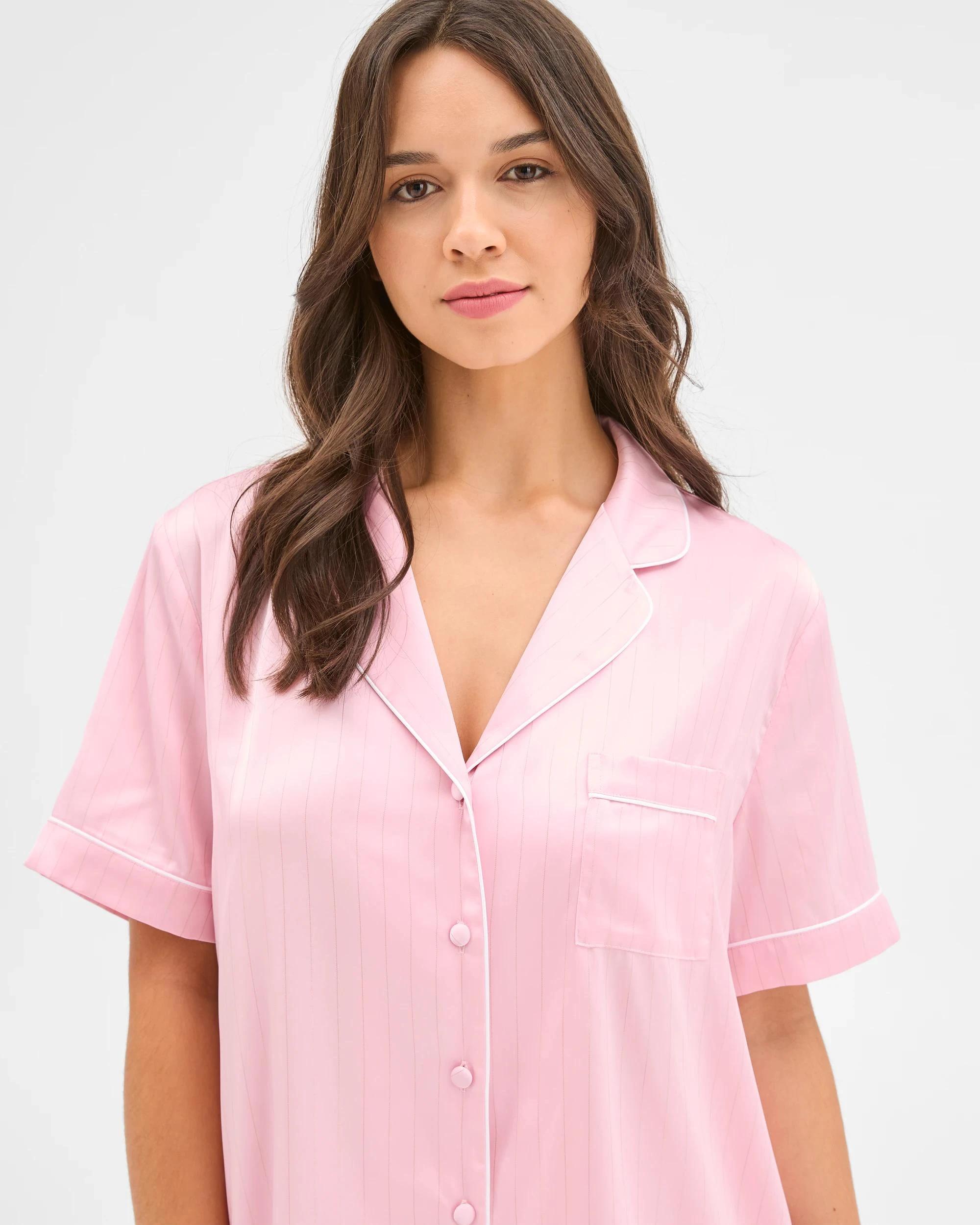 3 Target Woman Satin Lurex Shirt and Shorts Pyjama Set PINK, 3 of 6