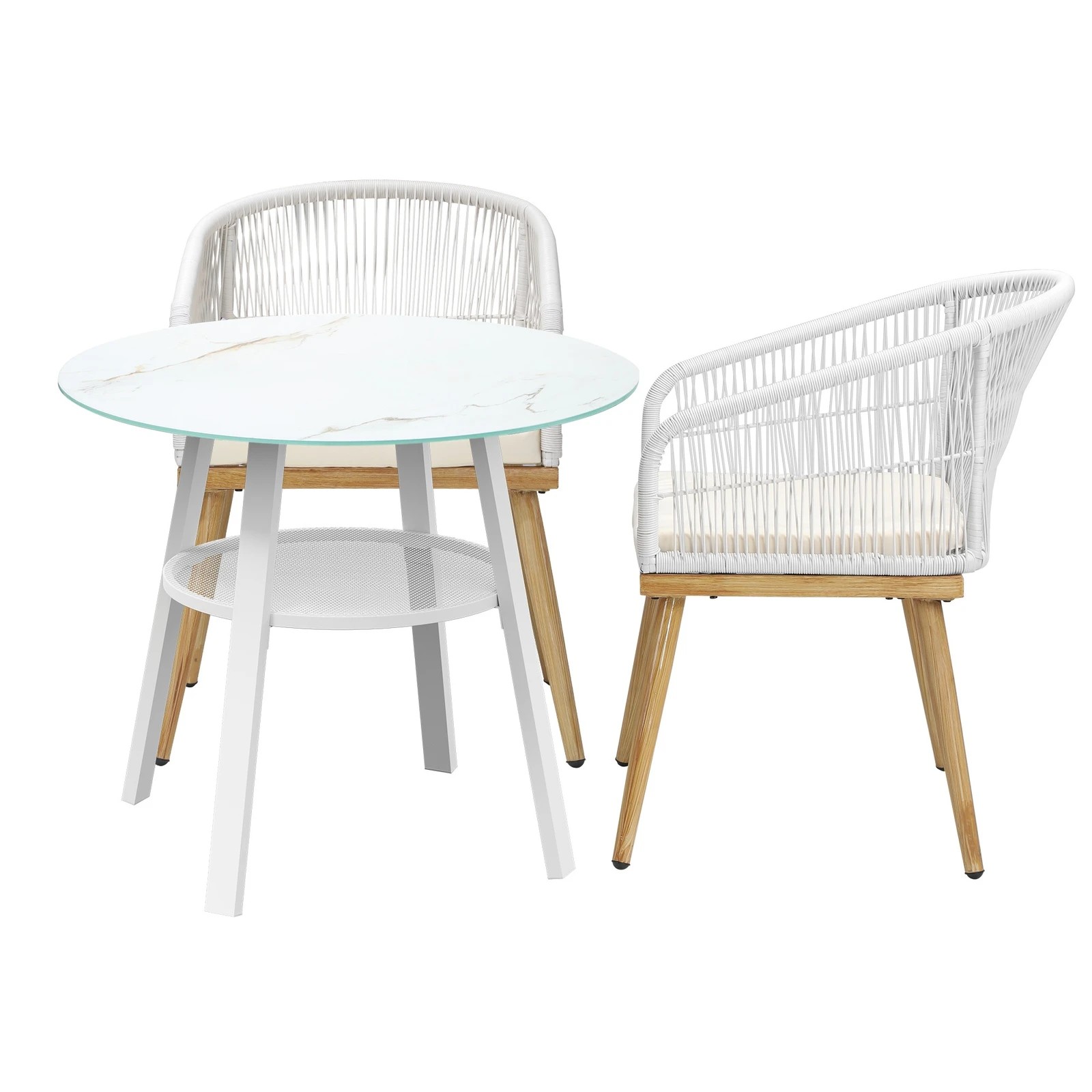 4 Livsip 3pcs Outdoor Dining Setting Table W/storage Shelf Patio Furniture Set
 - Multi, 4 of 7