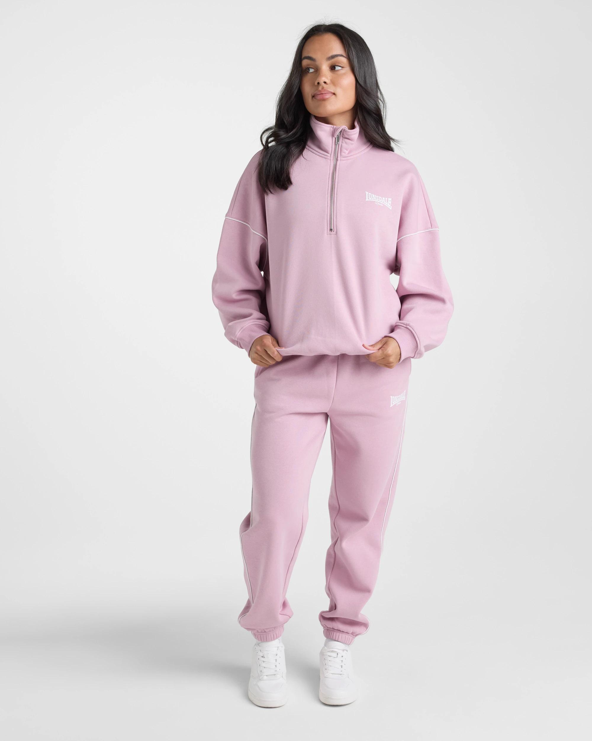 5 Lonsdale London 1/4 Zip Sweat ‑ Dusty Pink DUSTY PINK, 5 of 5