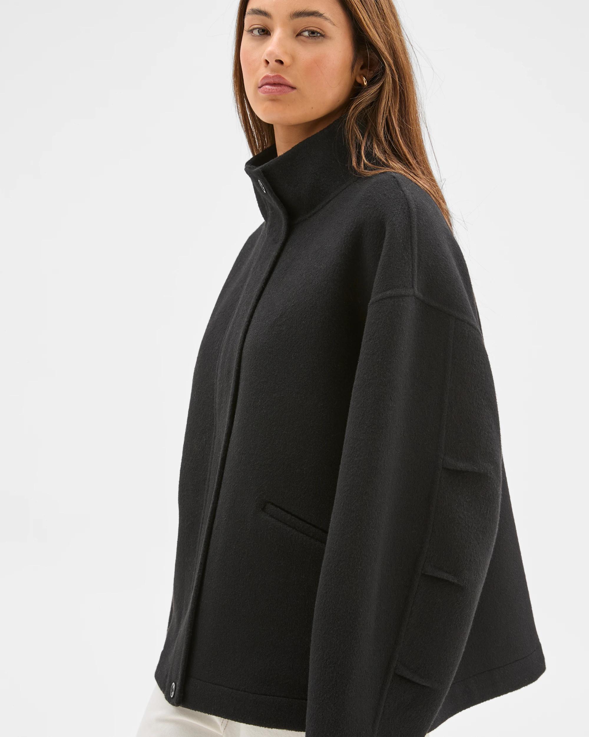 4 Lily Loves High Neck Double Faced Bomber Jacket BLACK, 4 of 6