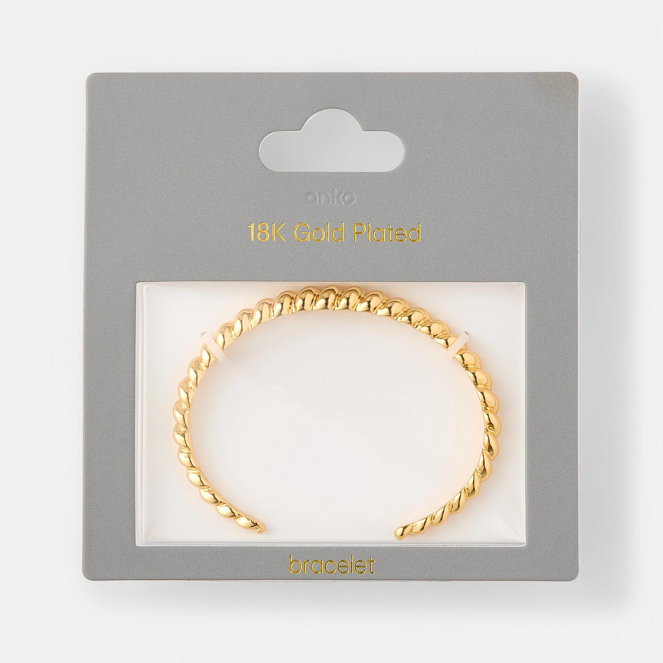 4 18K Gold Plated Twist Cuff Bracelet Gold, 4 of 4