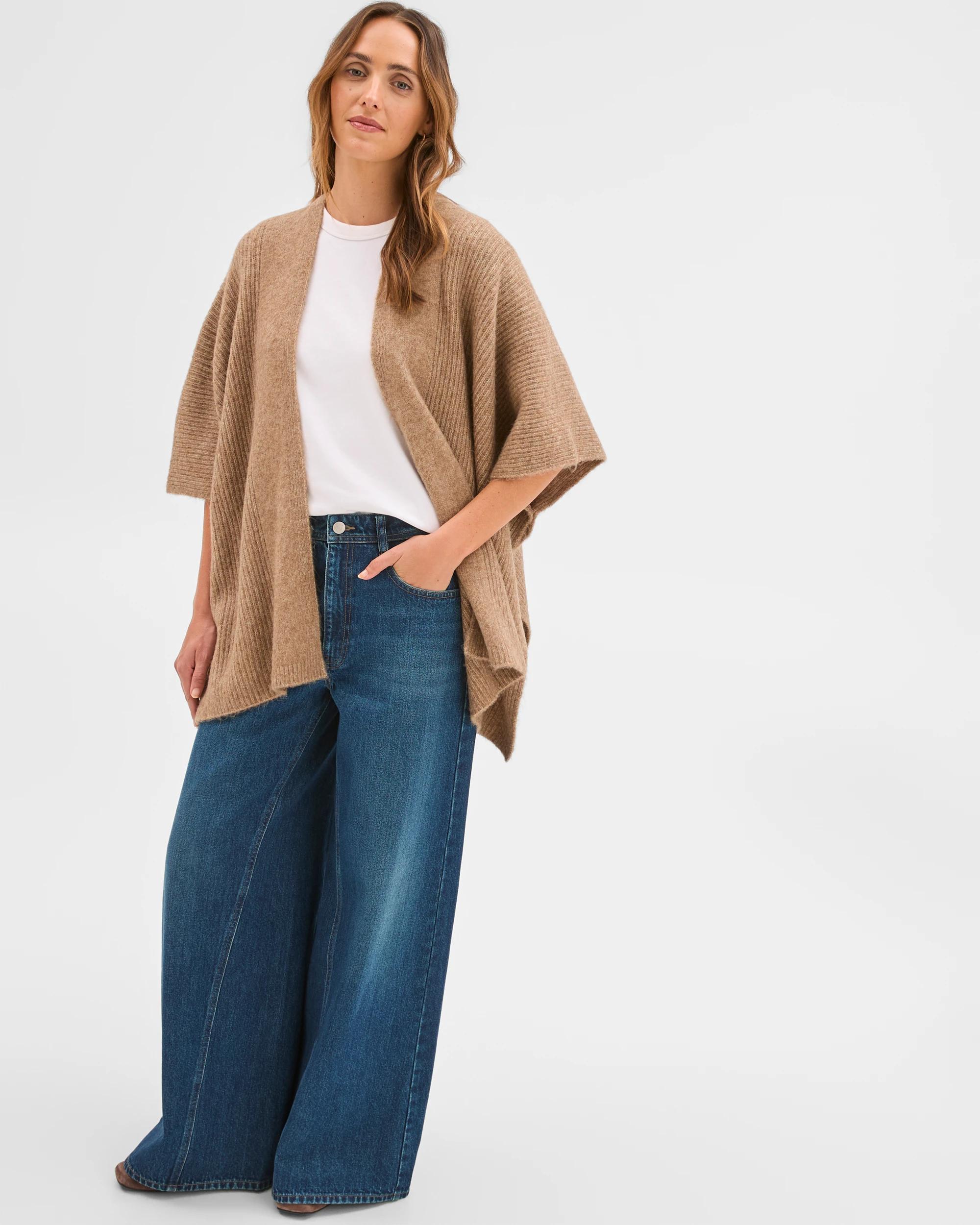 2 Target Woman Knitted Poncho TAUPE MARLE, 2 of 6