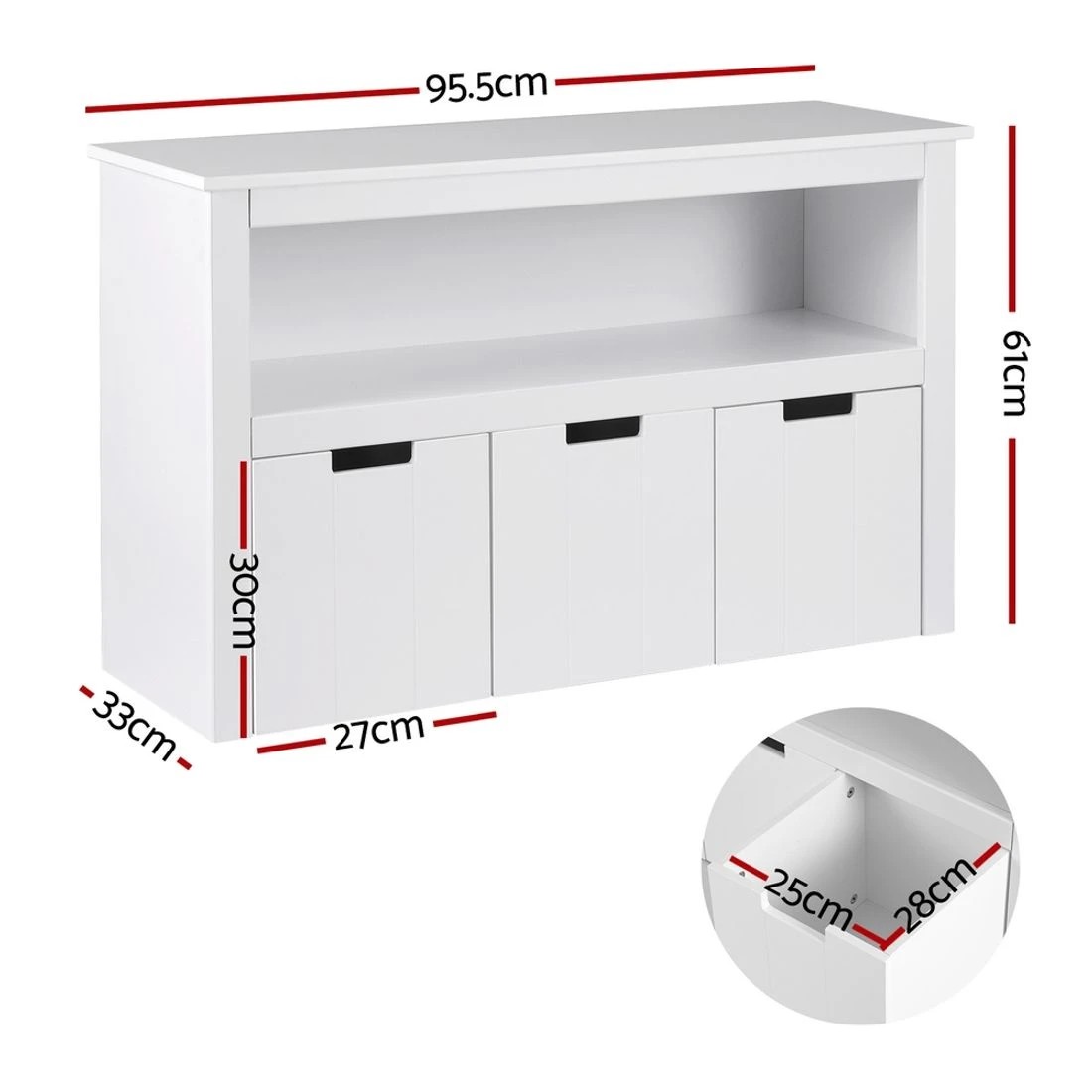 4 Keezi Kids Bookshelf 3 Drawers Storage Children Bookcase Toy Organiser Display - White, 4 of 8
