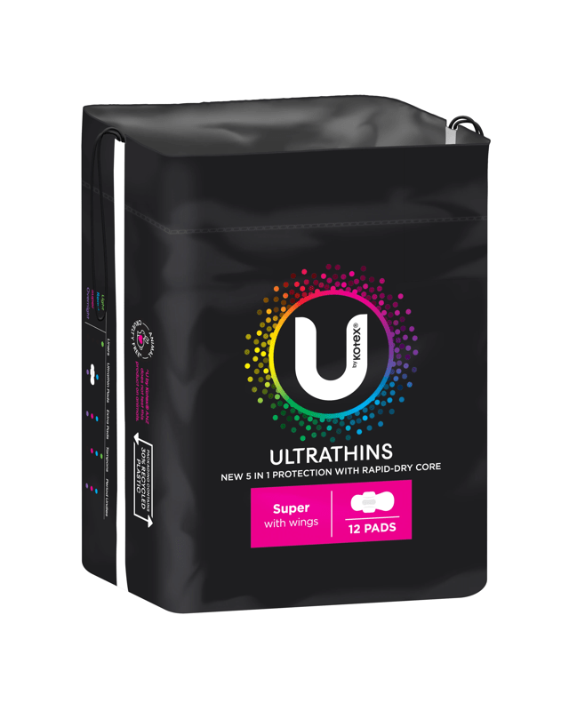 12 Pack U by Kotex Ultrathin Super Pads with W