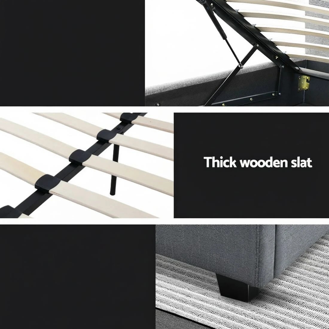 6 Artiss Bed Frame Queen Size Gas Lift  VILA - Grey, 6 of 10