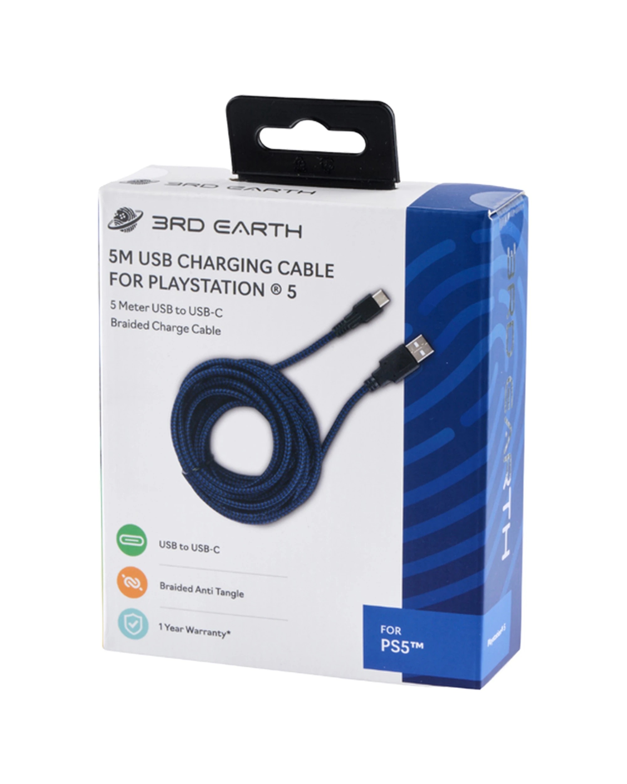 1 3RD EARTH PS5 5m Braided Charging Cable PS5 Charging Cable - USB Powered - Multi, 1 of 3