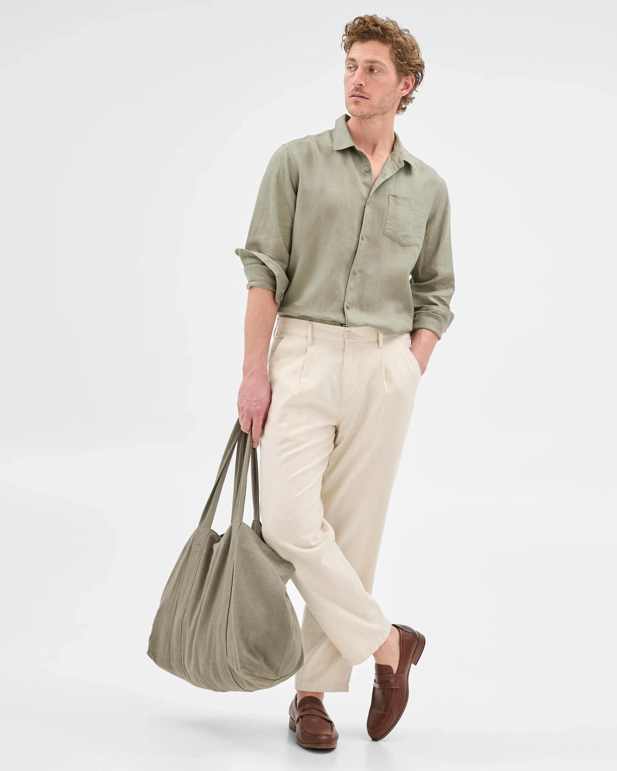 1 Target Australian Cotton Blend Pleated Pants LIGHT STONE, 1 of 6