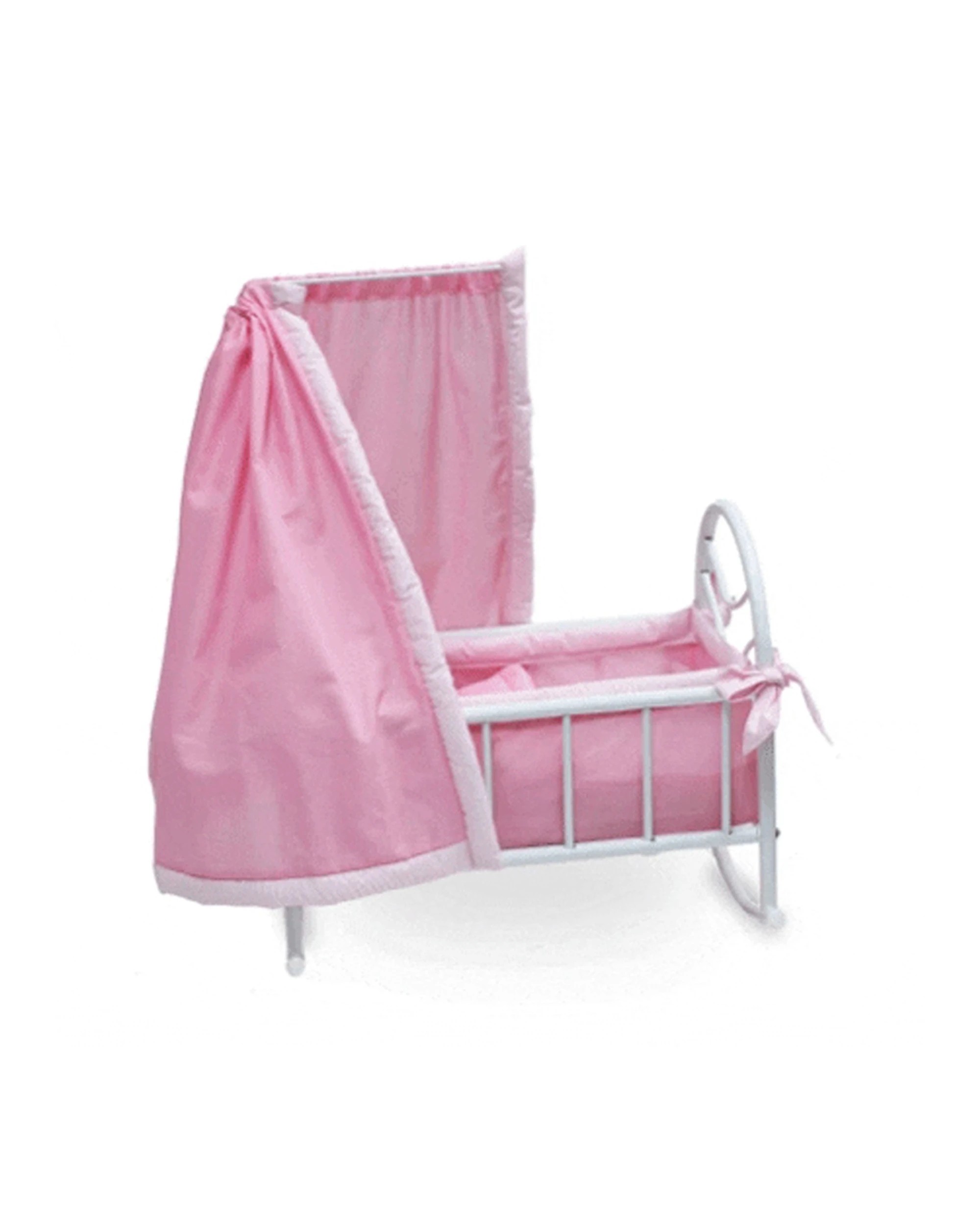 5 JustLikeMum Kids Pretend Play Doll Rocking Cradle Steel Frame Washable Fabr - Pink, 5 of 7
