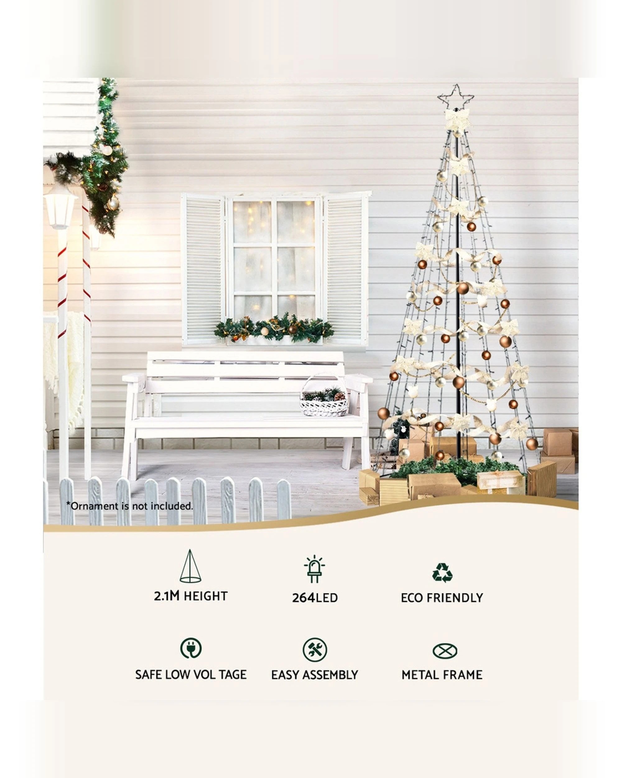 3 Jingle Jollys Solar Christmas Tree 2.1m Xmas Tree Decorations 8 Light Modes
 - Green, 3 of 3