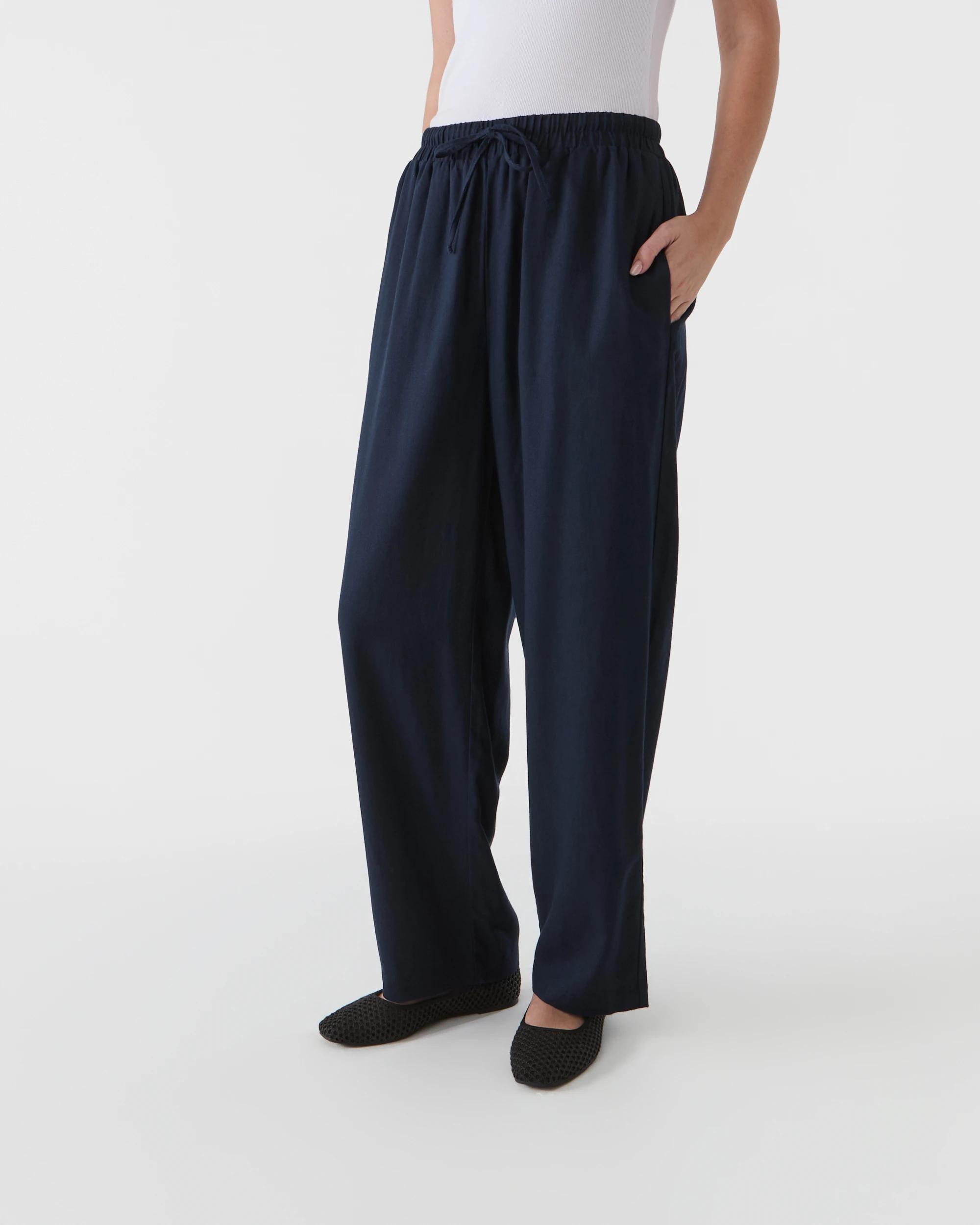 2 Linen Blend Straight Leg Pants Night Nvy, 2 of 6