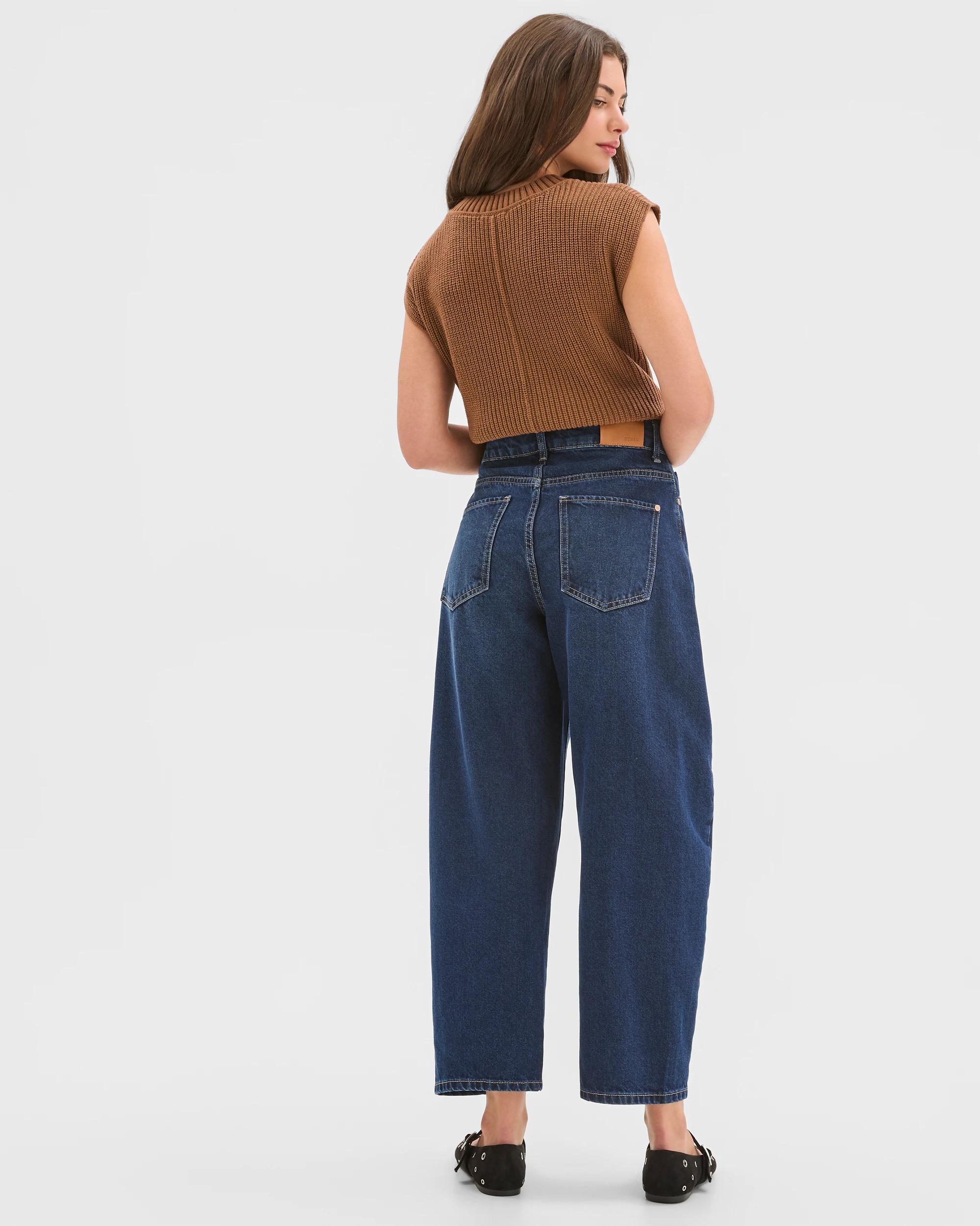 6 Target Petites Petites Denim Forward Seam Barrel Leg Jeans VINTAGE INDIGO, 6 of 6