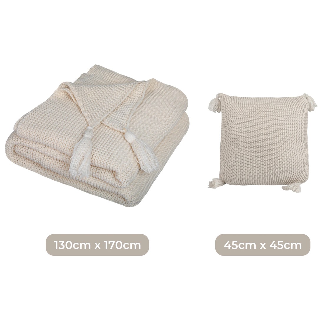 3 Dreamz Beige Blanket Cushion Set, 3 of 6