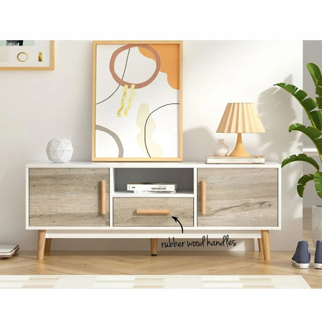 6 Artiss TV Cabinet Entertainment Unit 120cm Wood Gino - White, 6 of 9