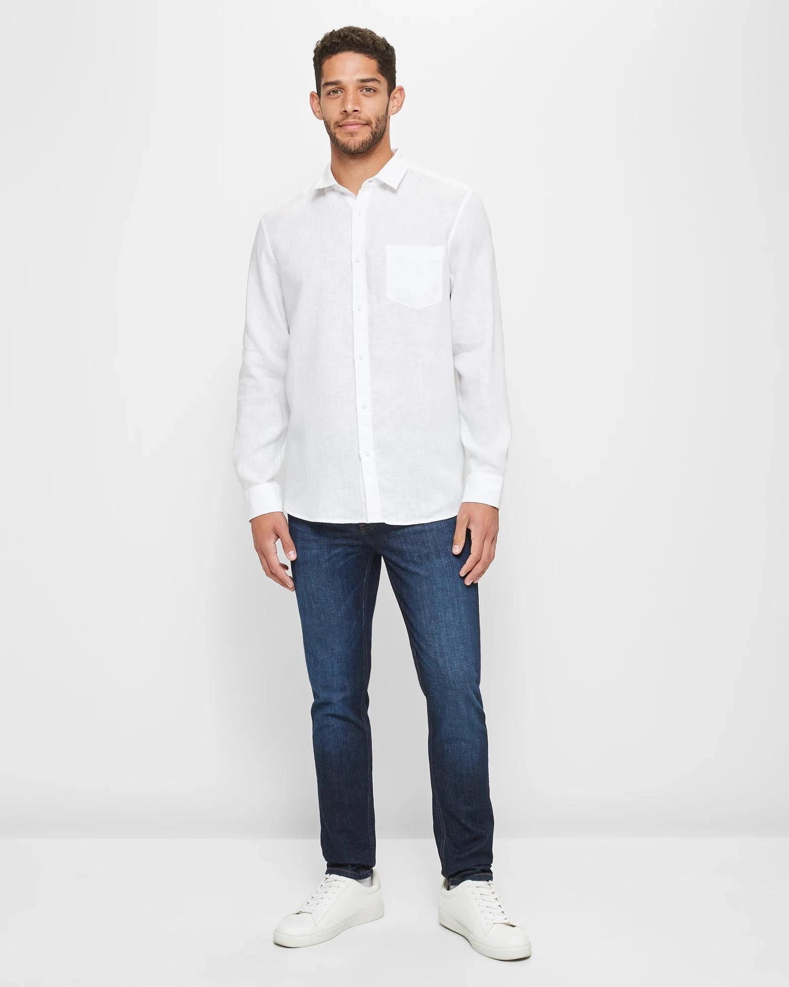2 Target European Linen Long Sleeve Shirt WHITE, 2 of 5