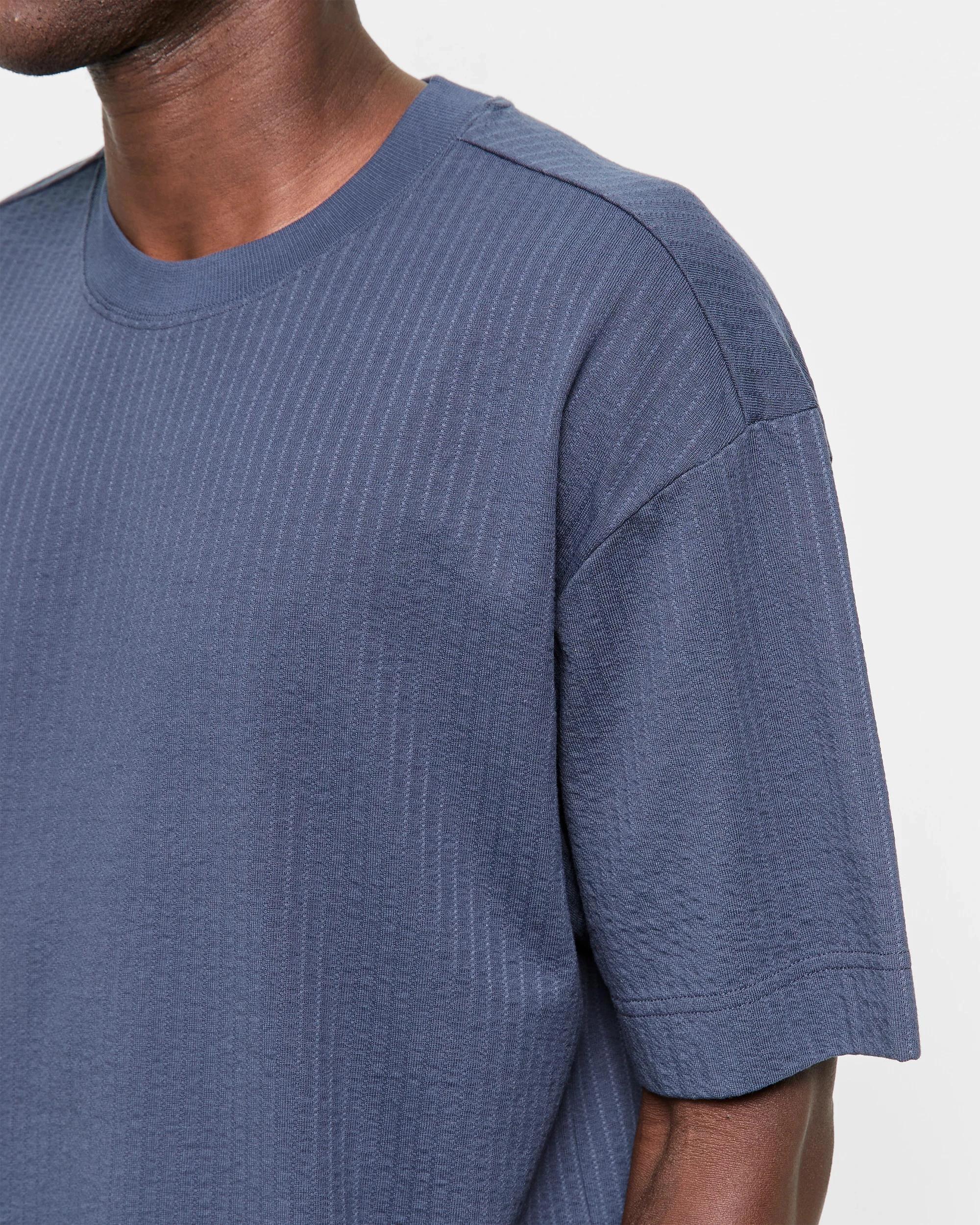 5 Australian Cotton Seersucker T-Shirt - Commons NAVY, 5 of 5