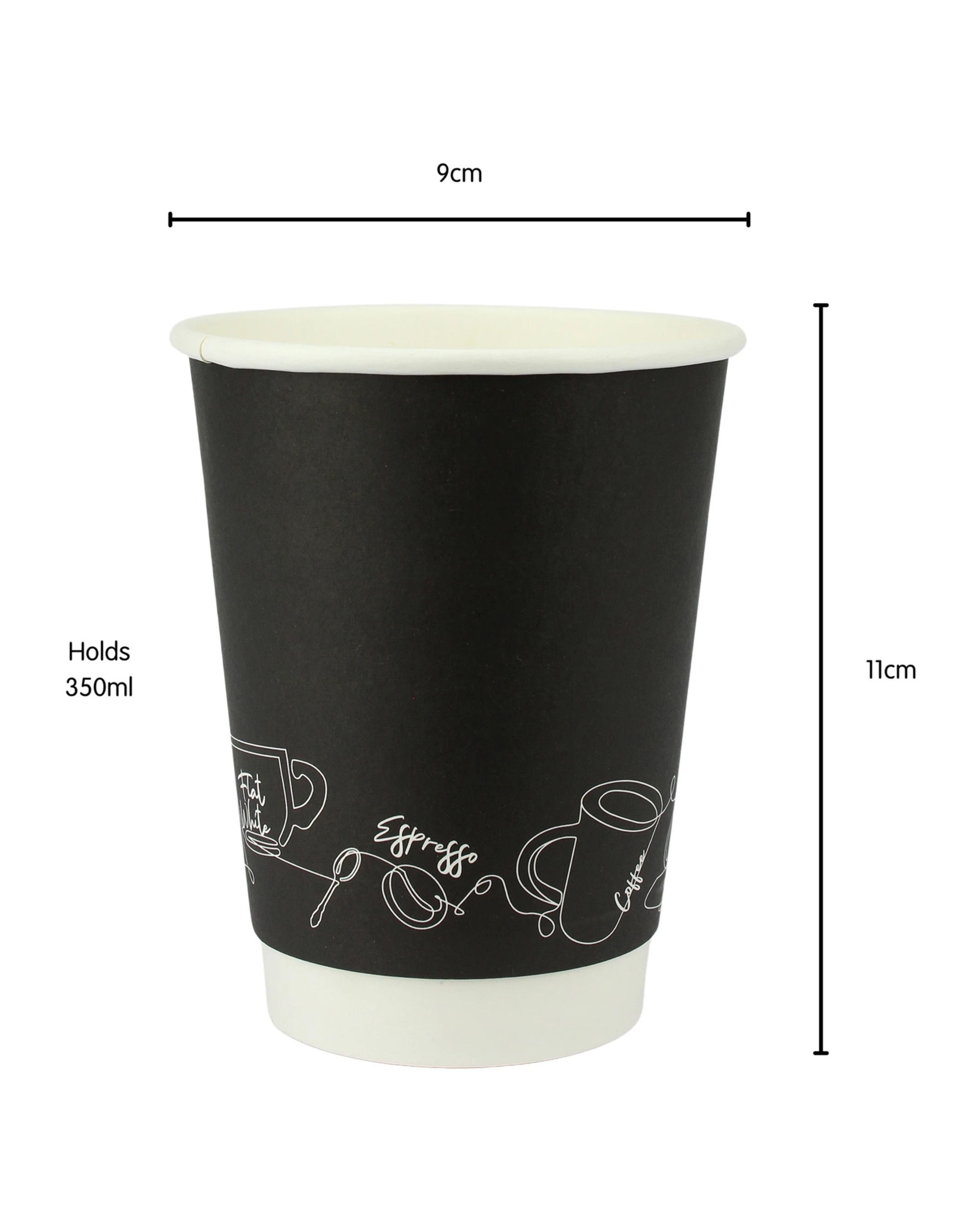 3 Partyware Black Double Wall Paper Coffee Cups 350ml Pack of 25, 3 of 3