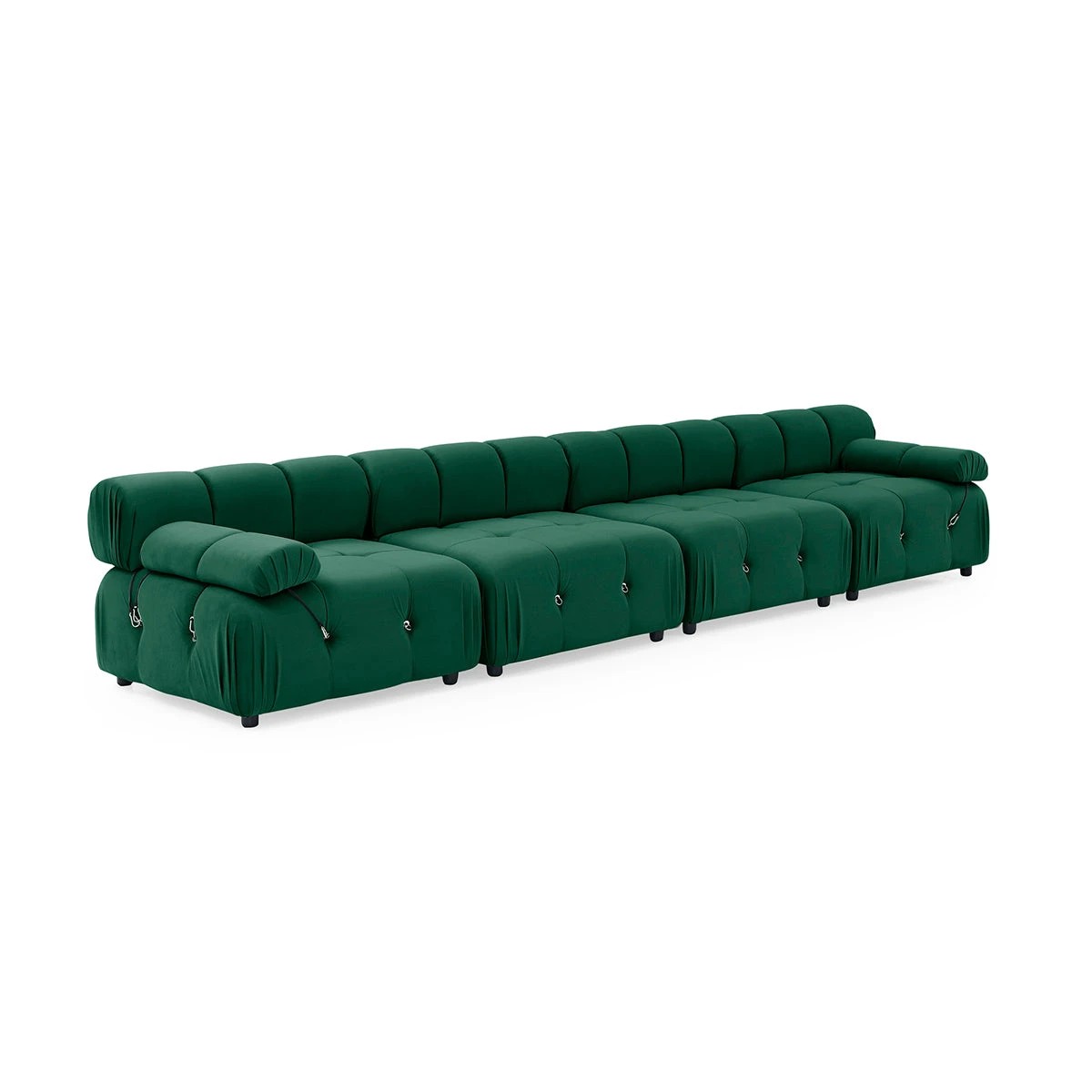8 Foret 1pc Armless Seat Modular Extension Lounge Couch Tufted Velvet Sofa Green, 8 of 9