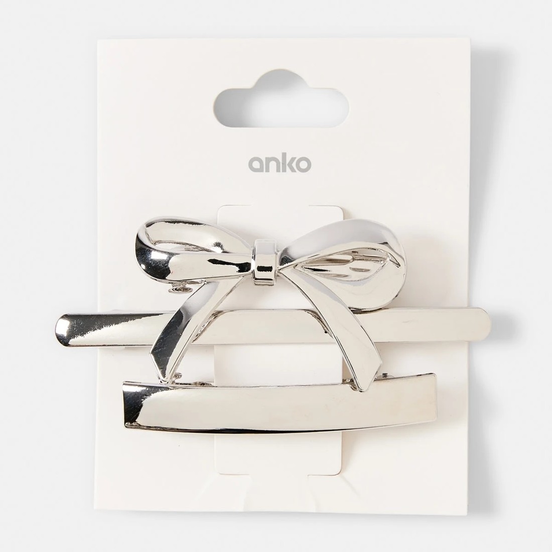 4 3 Pack Silver Tone Bow Barrette Hair Clips, 4 of 4