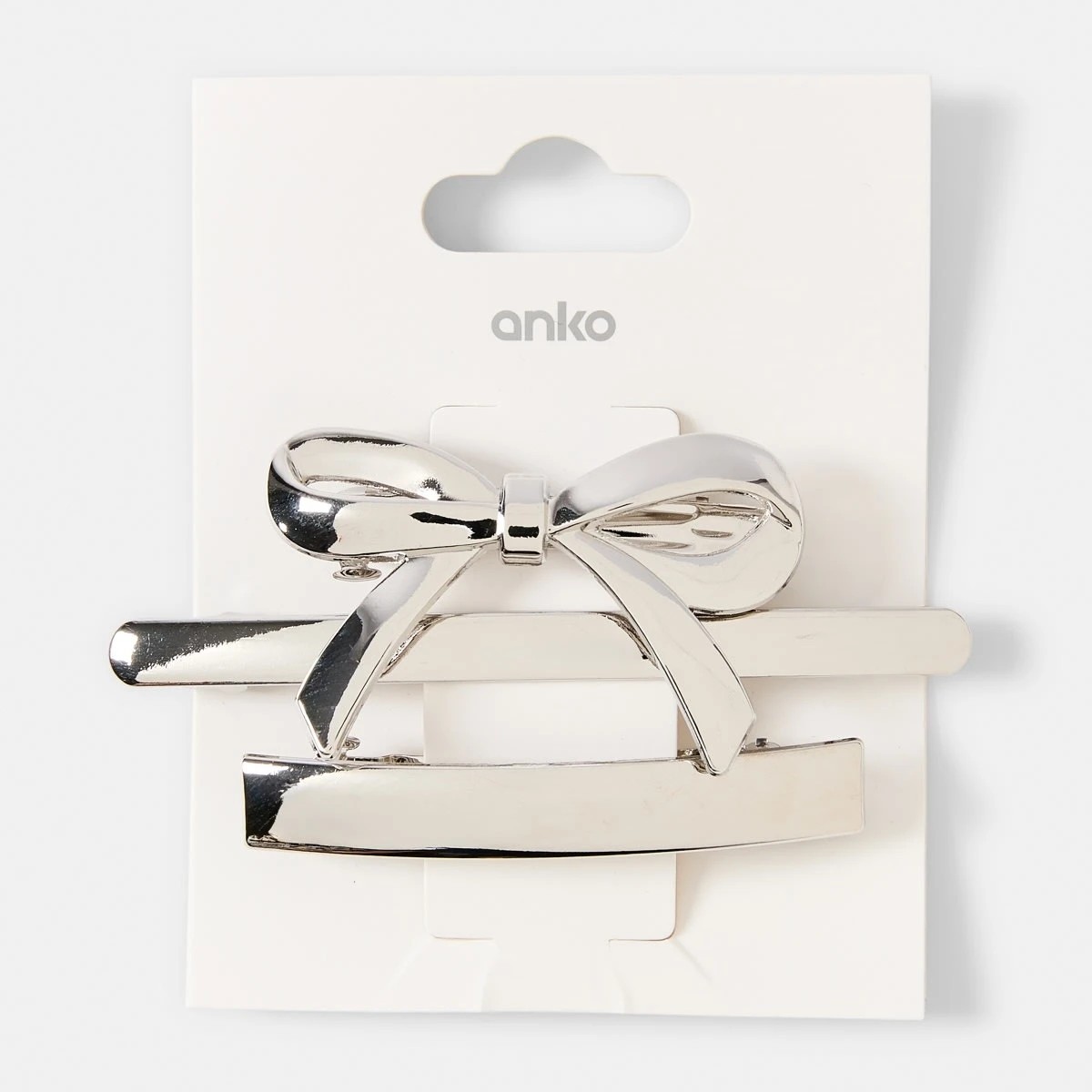 4 3 Pack Silver Tone Bow Barrette Hair Clips, 4 of 4