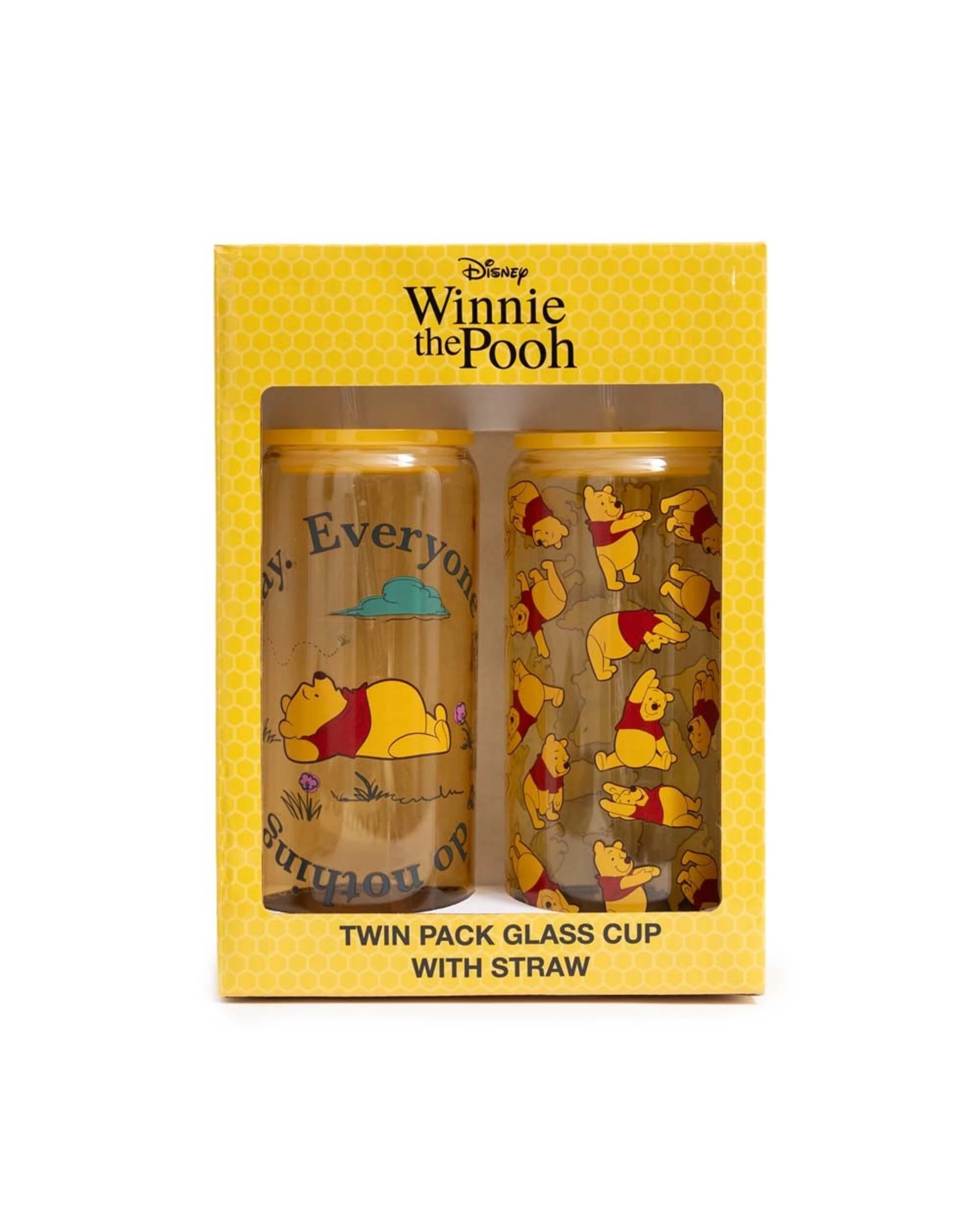 2 Disney - Winnie the Pooh - Winnie Glass Cup with Straw Twin Pack - Yellow, 2 of 3