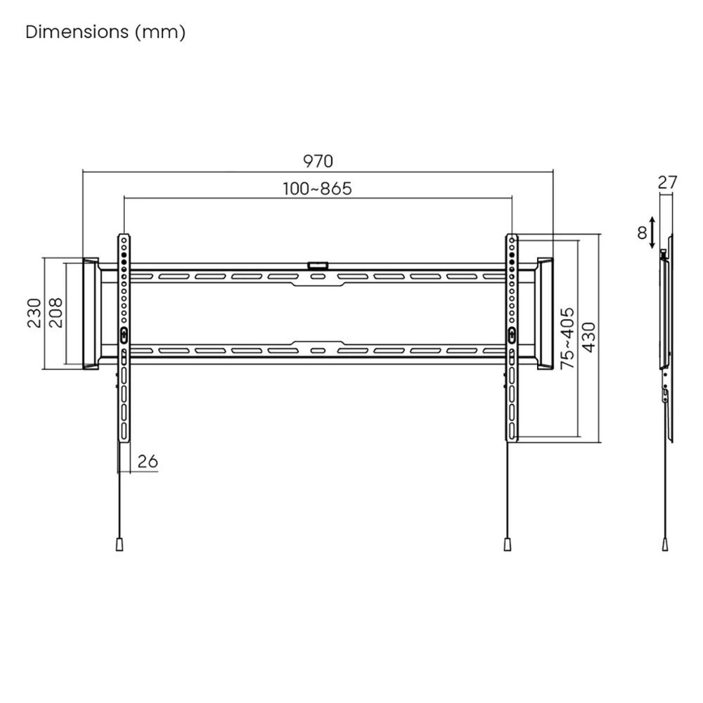 4 Brateck Heavy Duty Fixed TV Wall Mount 32 – 100" 75kg, 4 of 4
