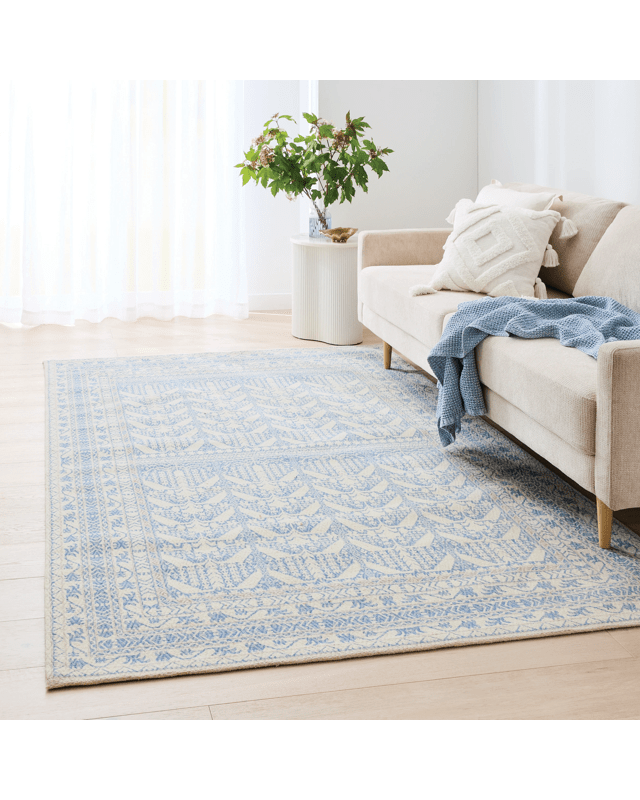 Emi Wool Blend Rug - Blue, Large - 235cm x 1
