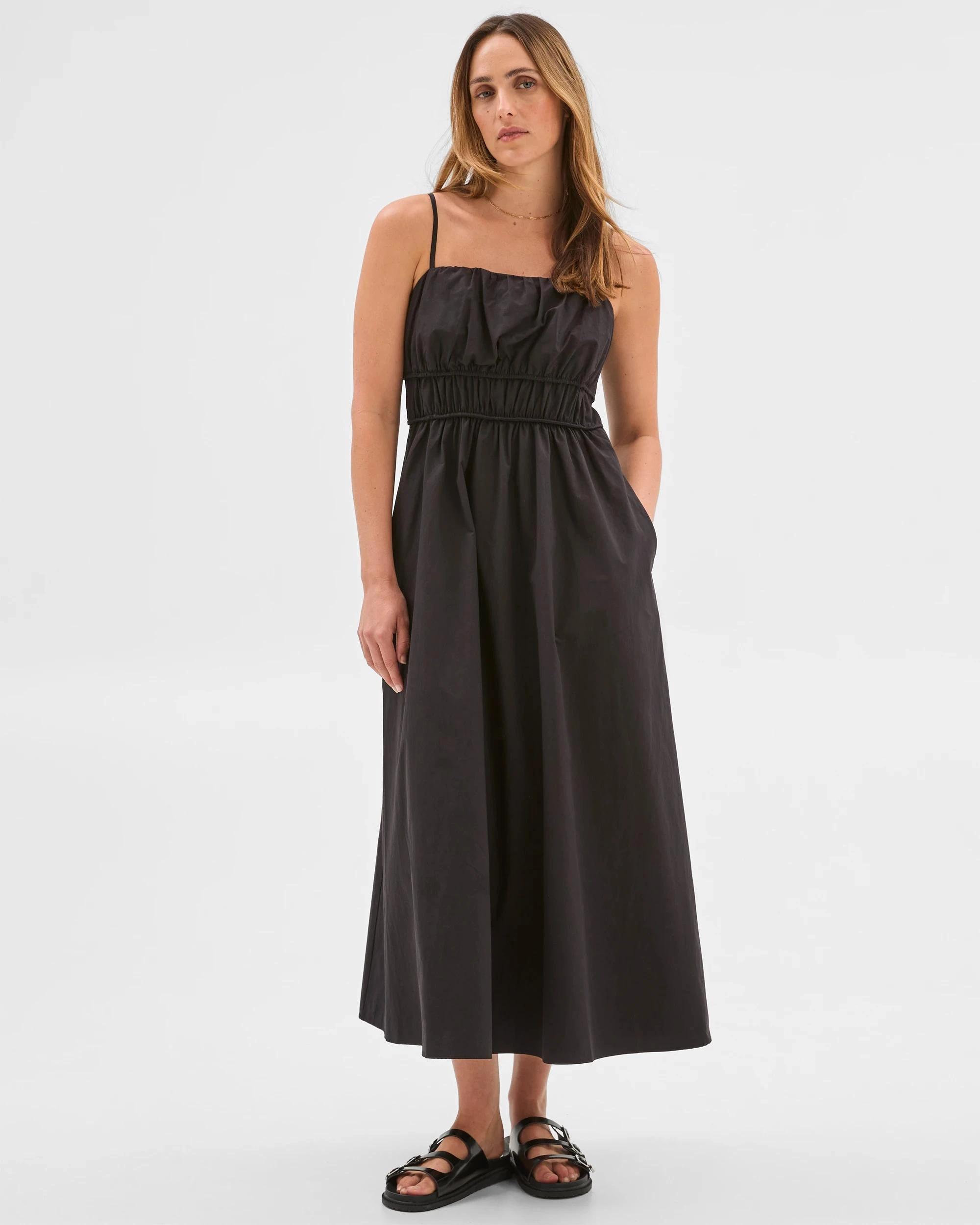 1 Target Australian Cotton Channel Tie Maxi Dress BLACK, 1 of 6