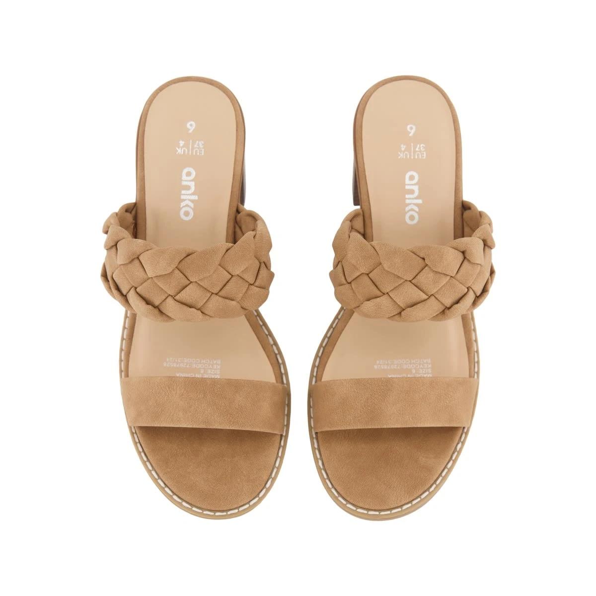 4 Casual Braided Block Heels Tan, 4 of 5