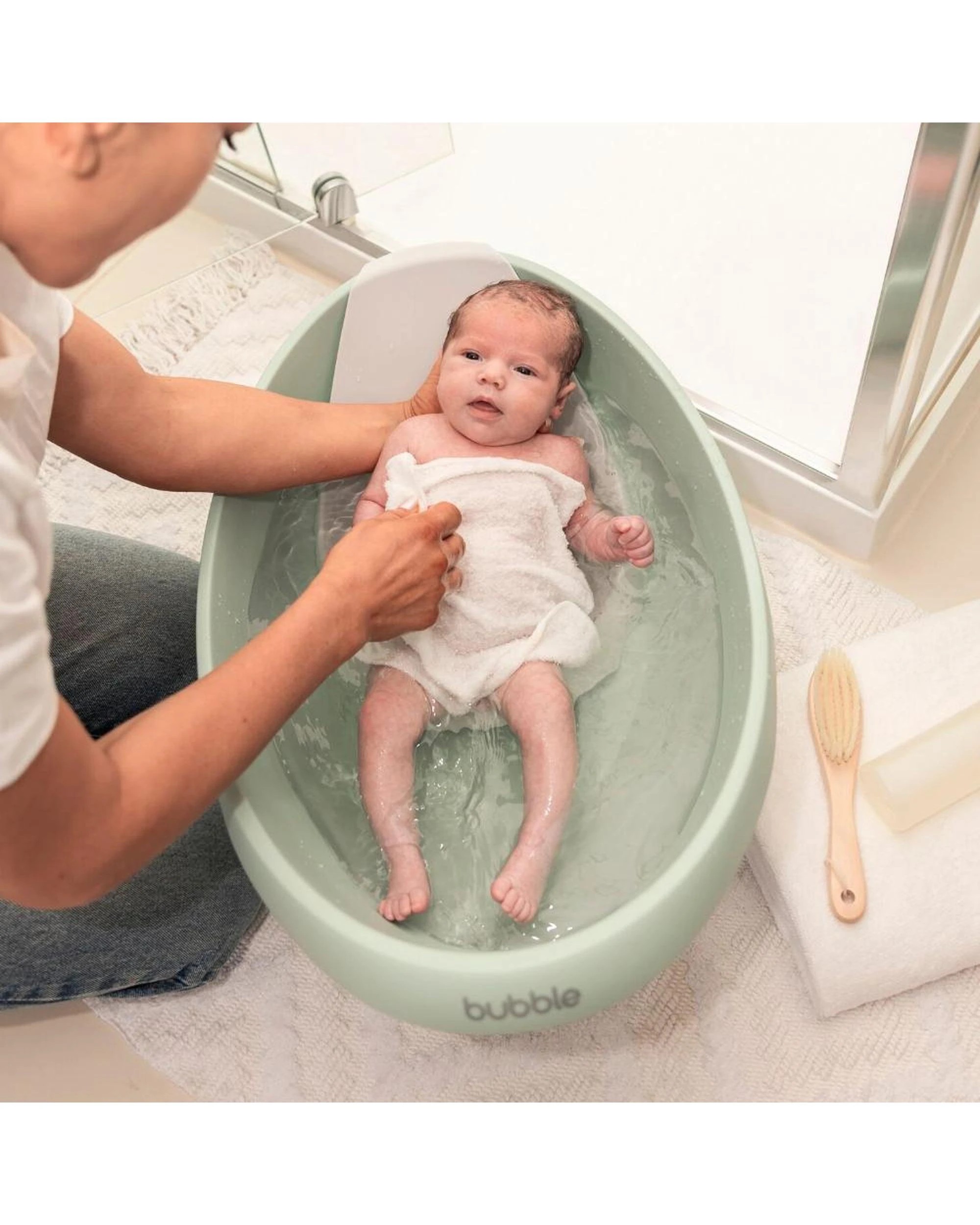 9 Bubble Baby Bath with Bath Seat & Newborn Insert  Sage, 9 of 10